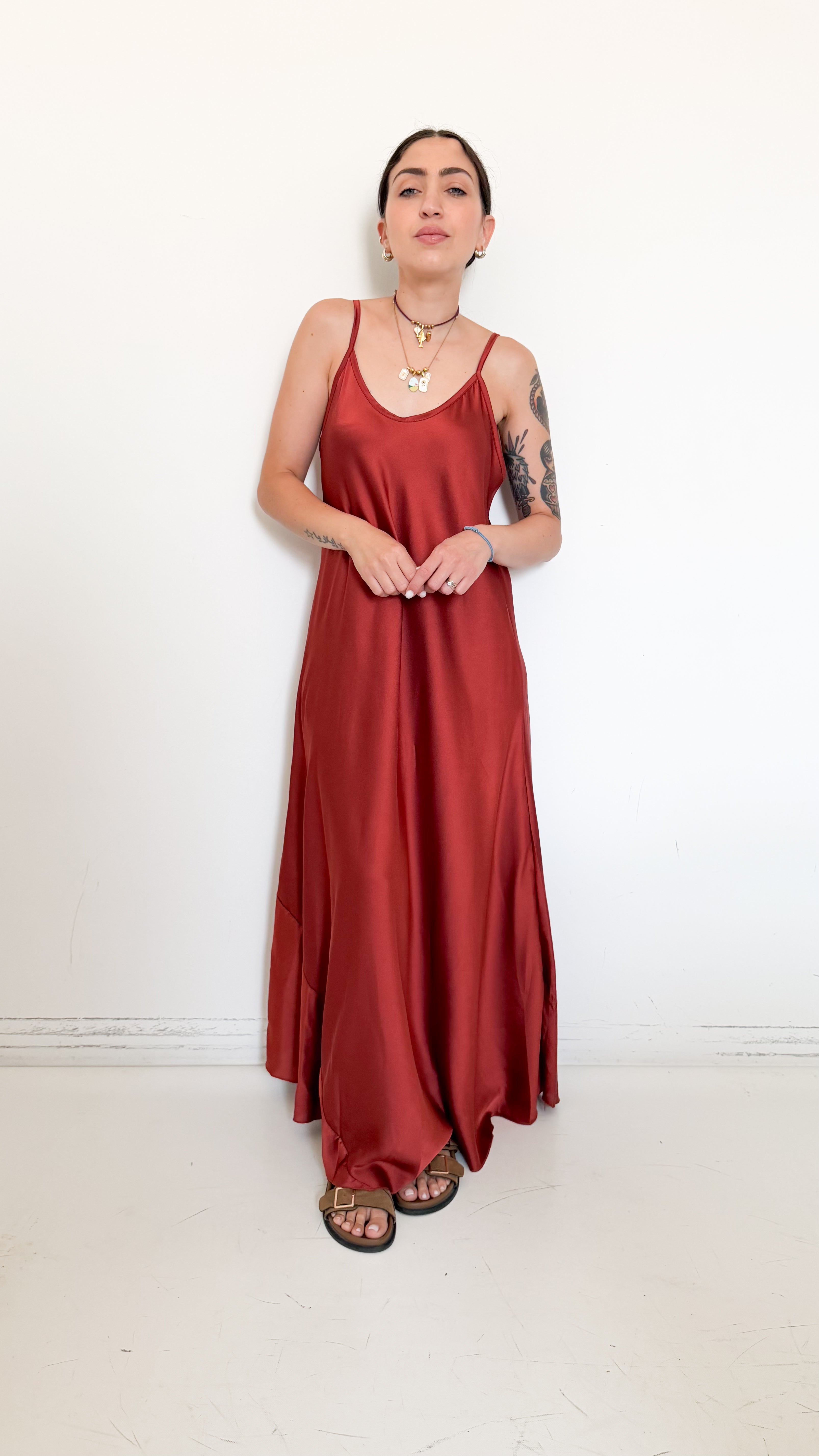 Vestito In Satin Ruggine