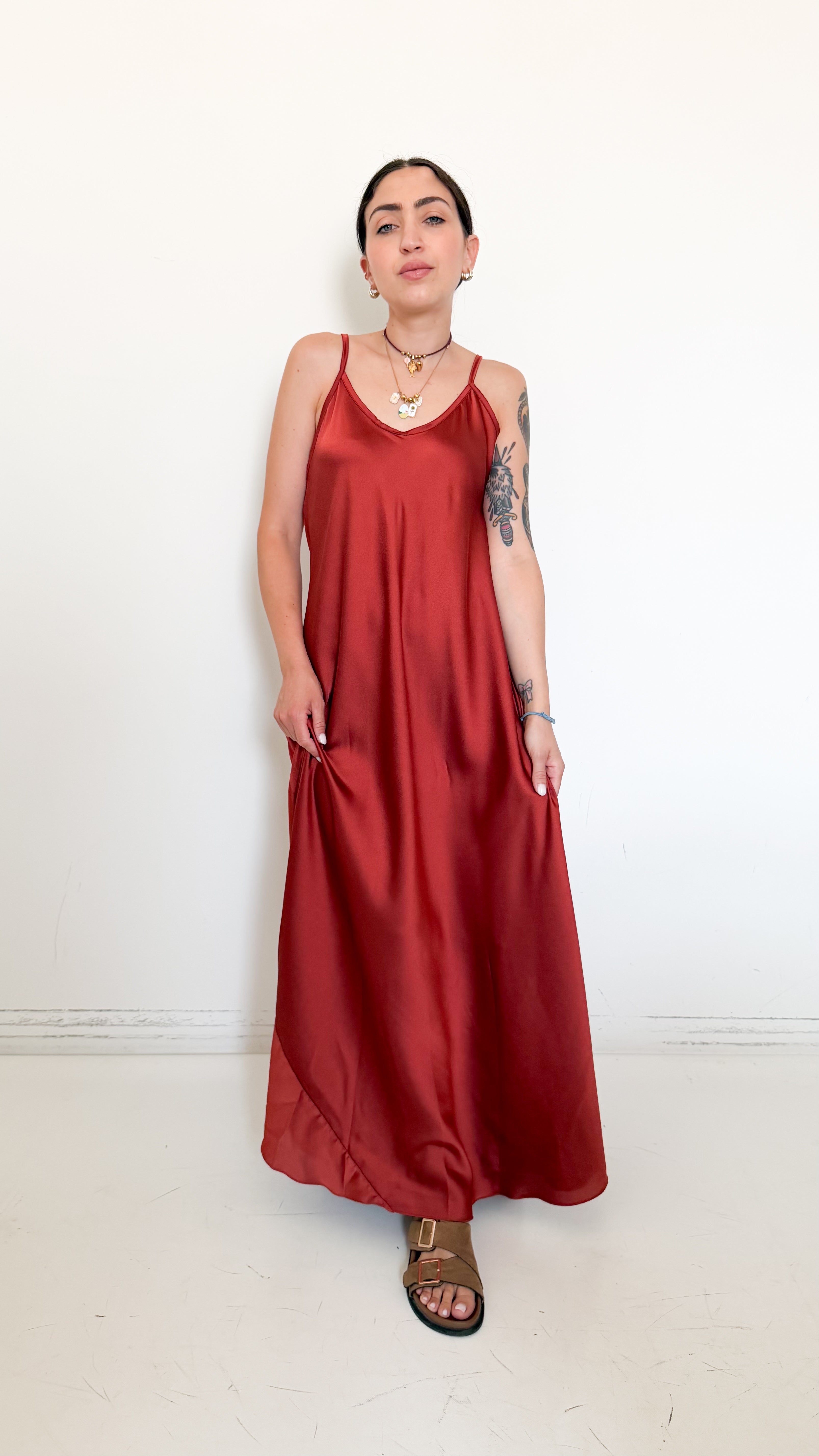 Vestito In Satin Ruggine