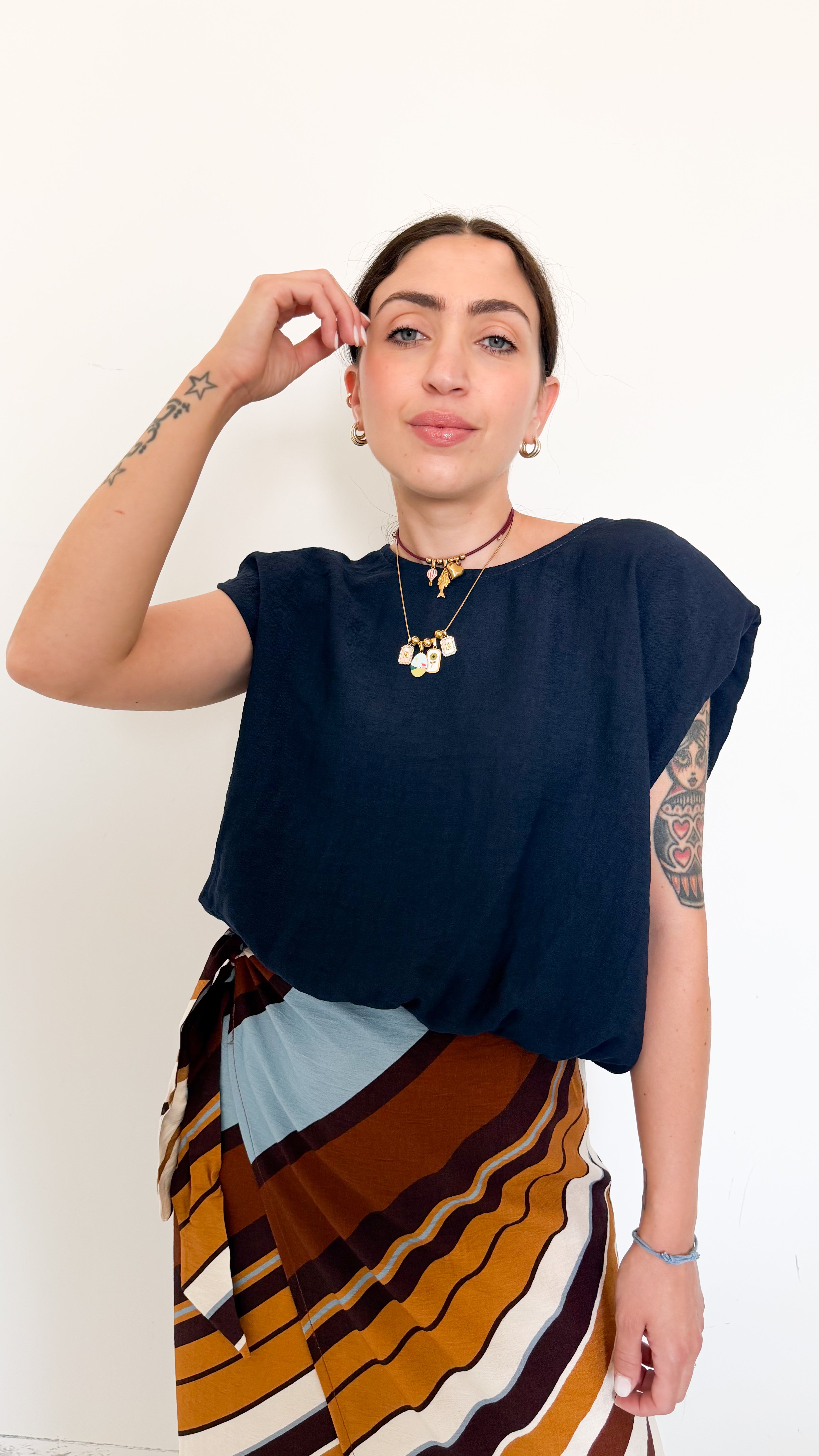 Blusa Blu Con Spalline