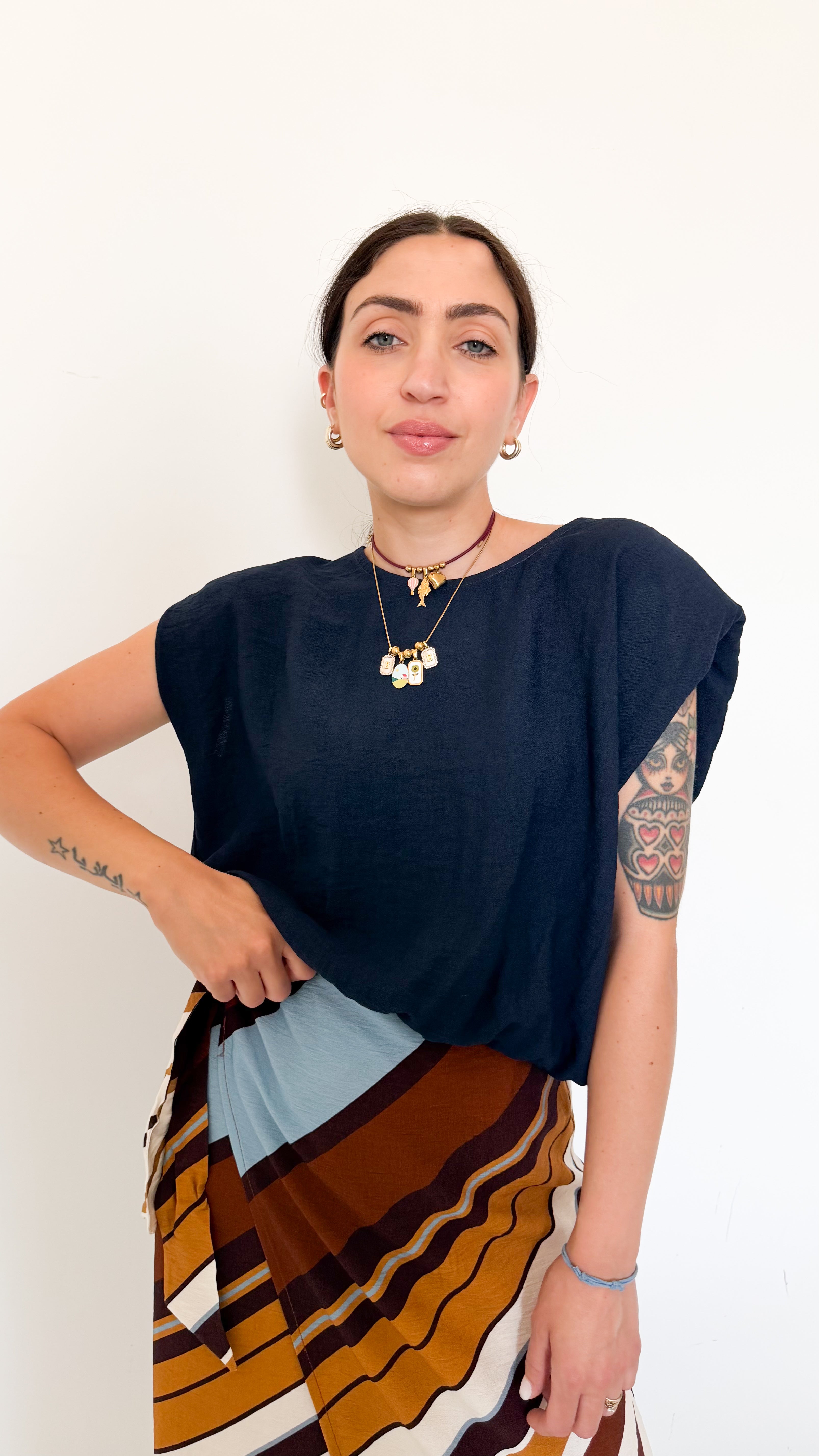 Blusa Blu Con Spalline