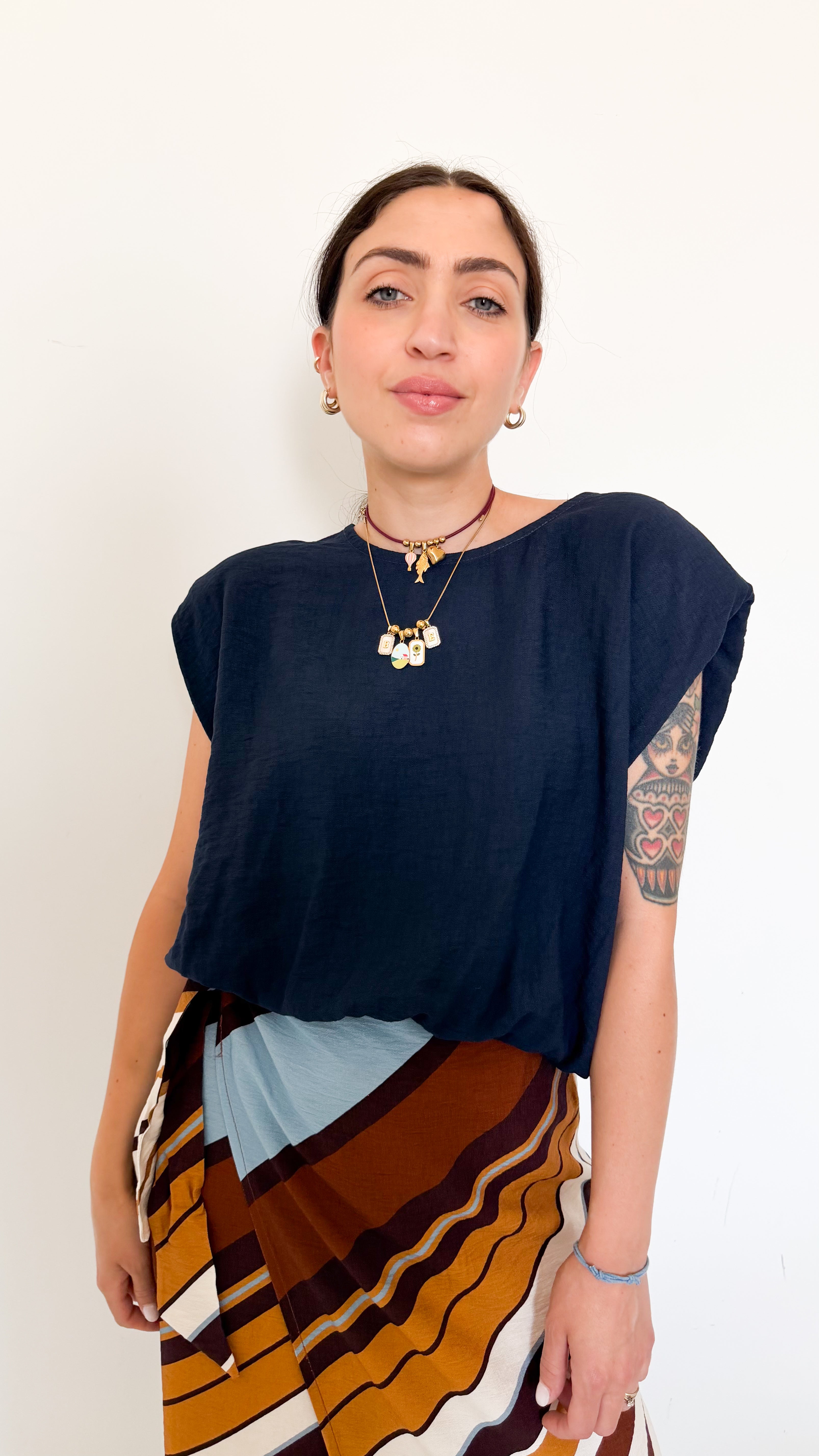 Blusa Blu Con Spalline