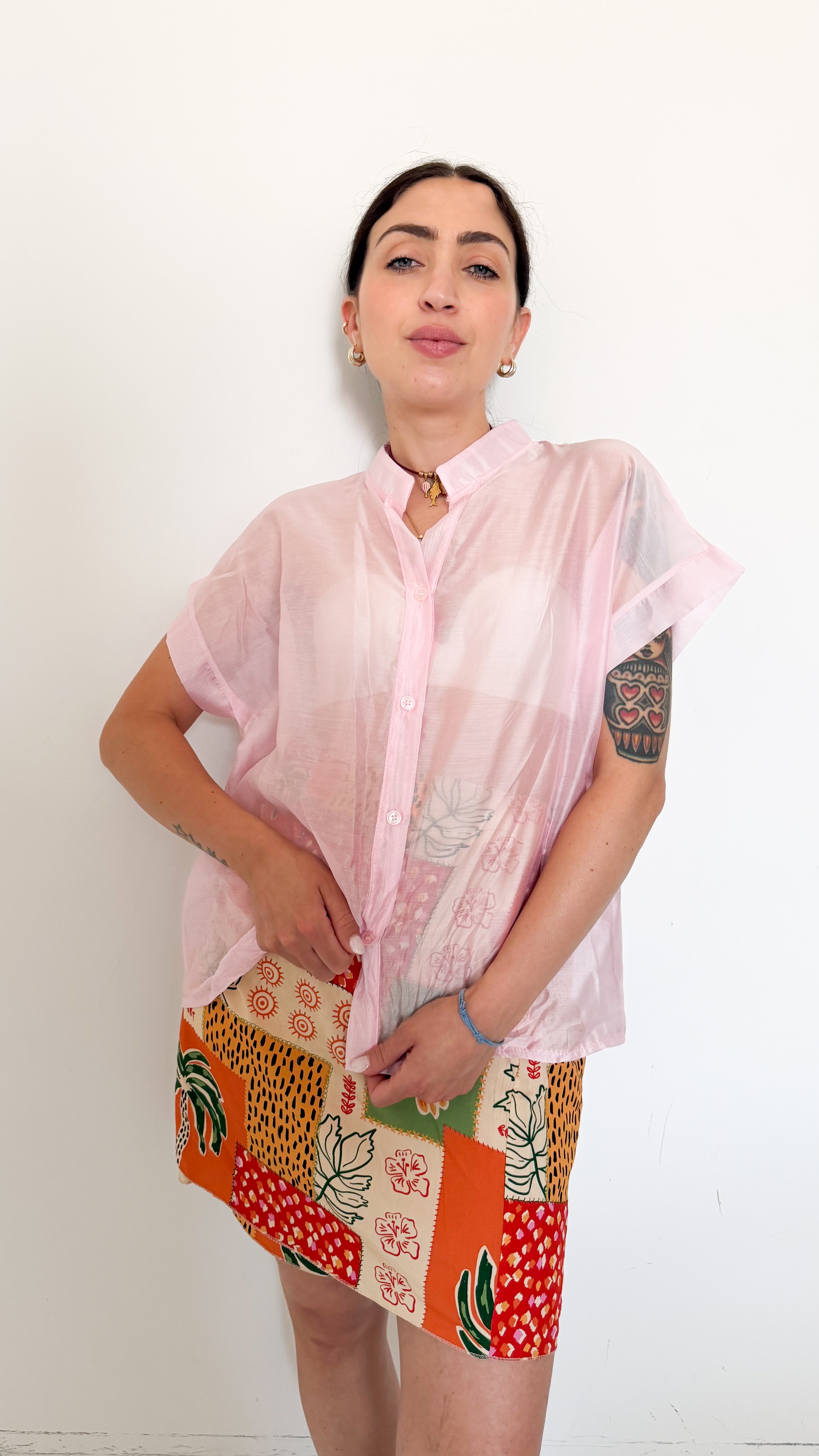 Camicia Mezza Manica Rosa