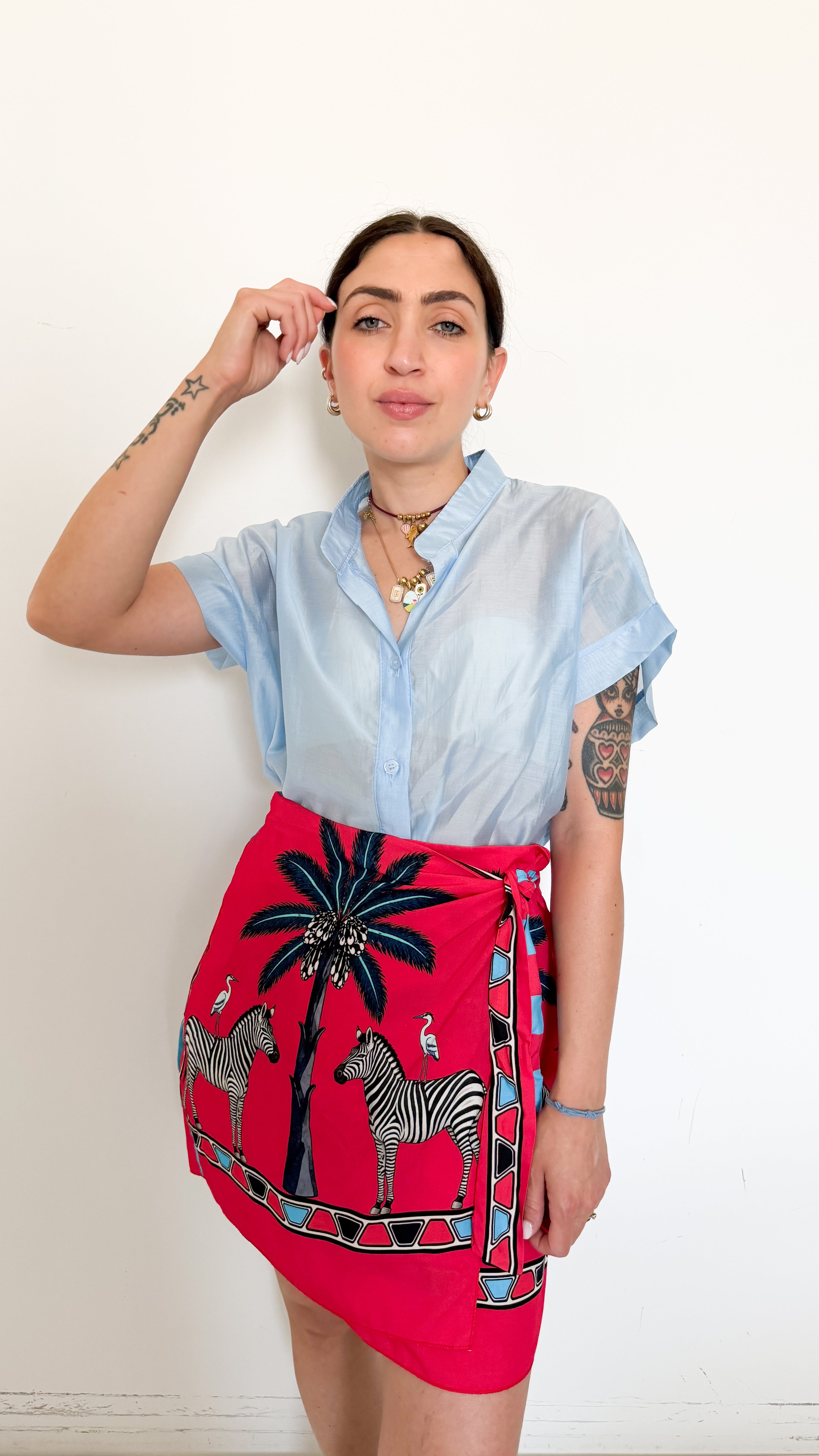 Camicia Mezza Manica Celeste