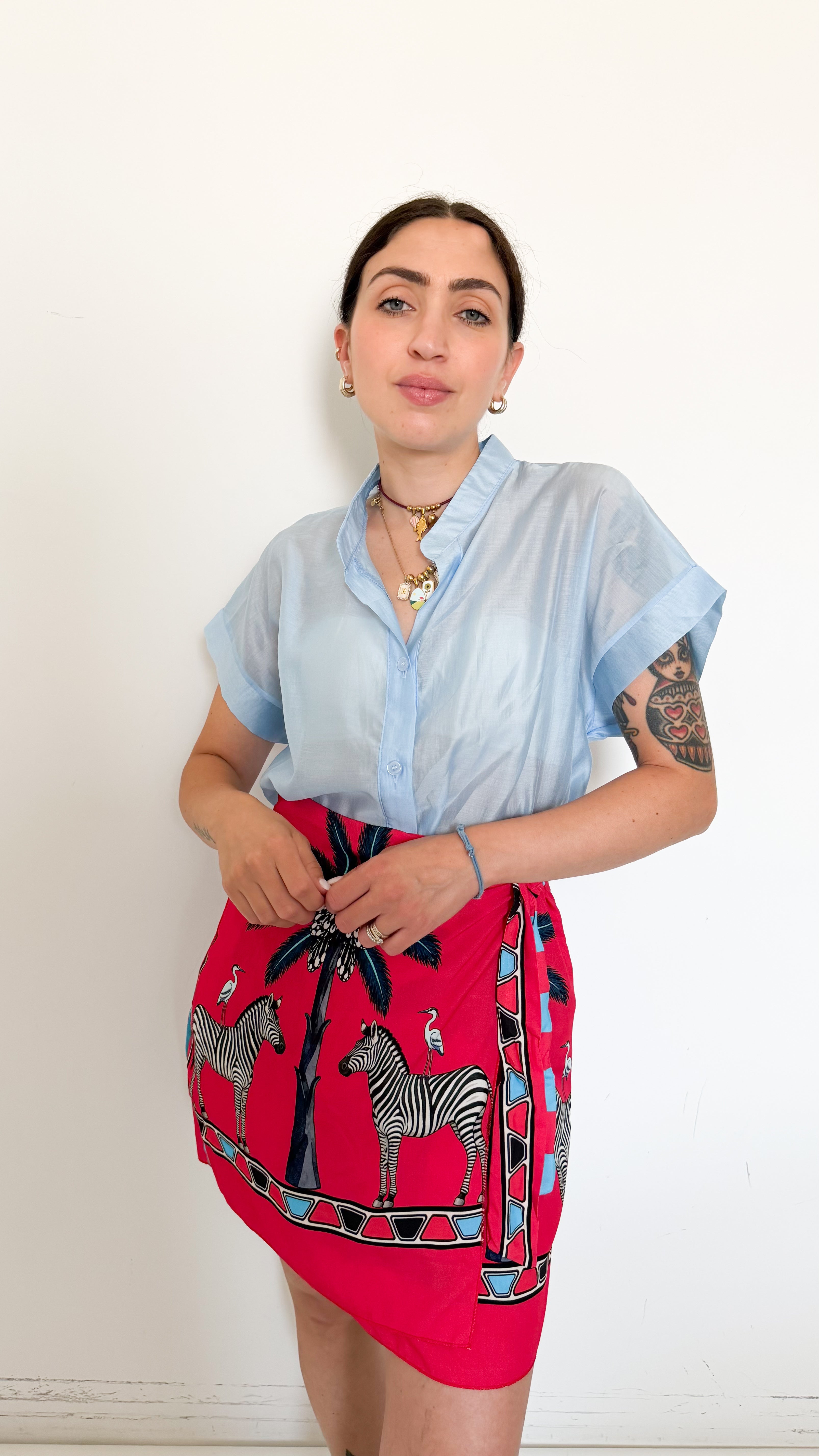 Camicia Mezza Manica Celeste