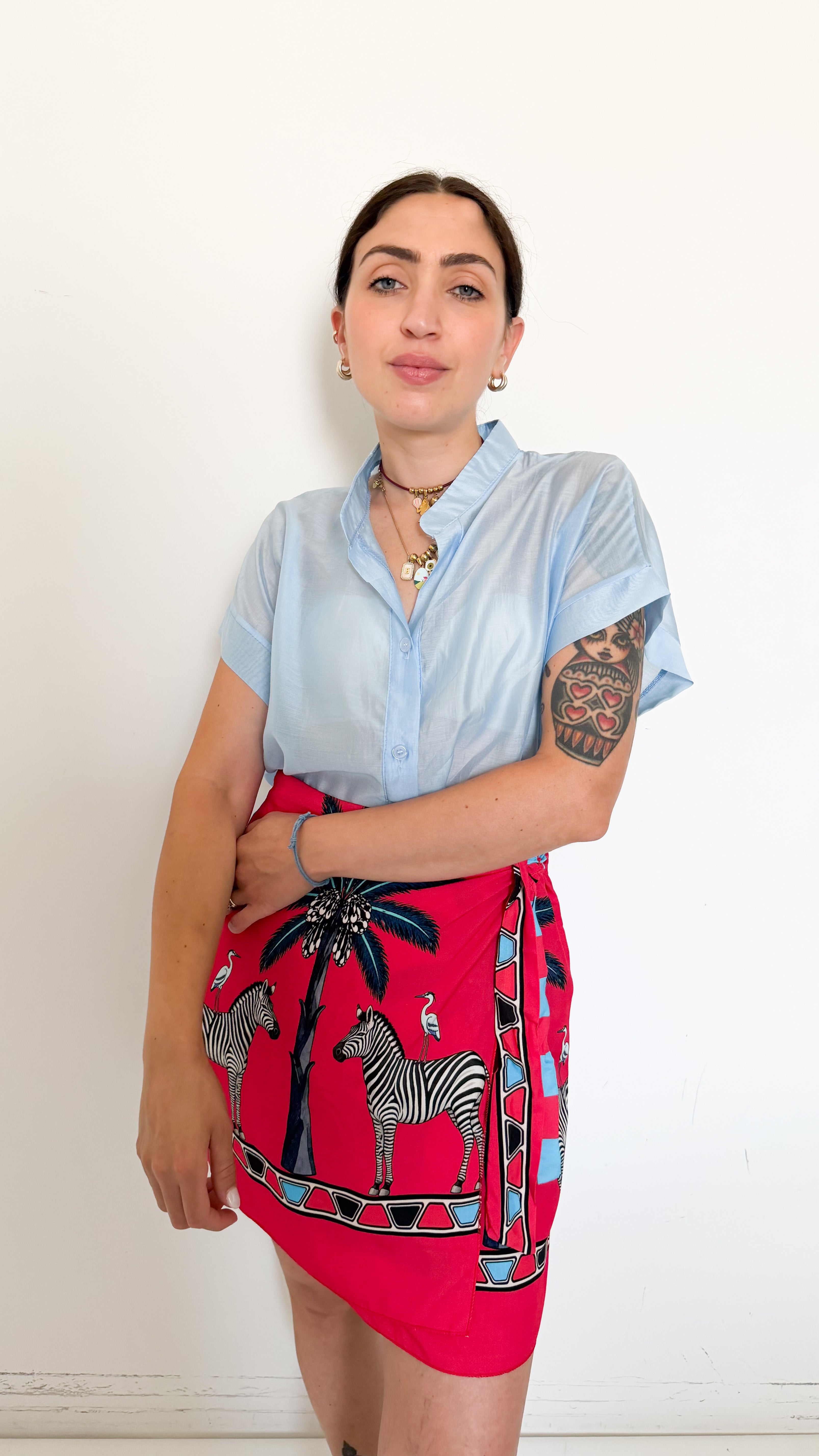 Camicia Mezza Manica Celeste