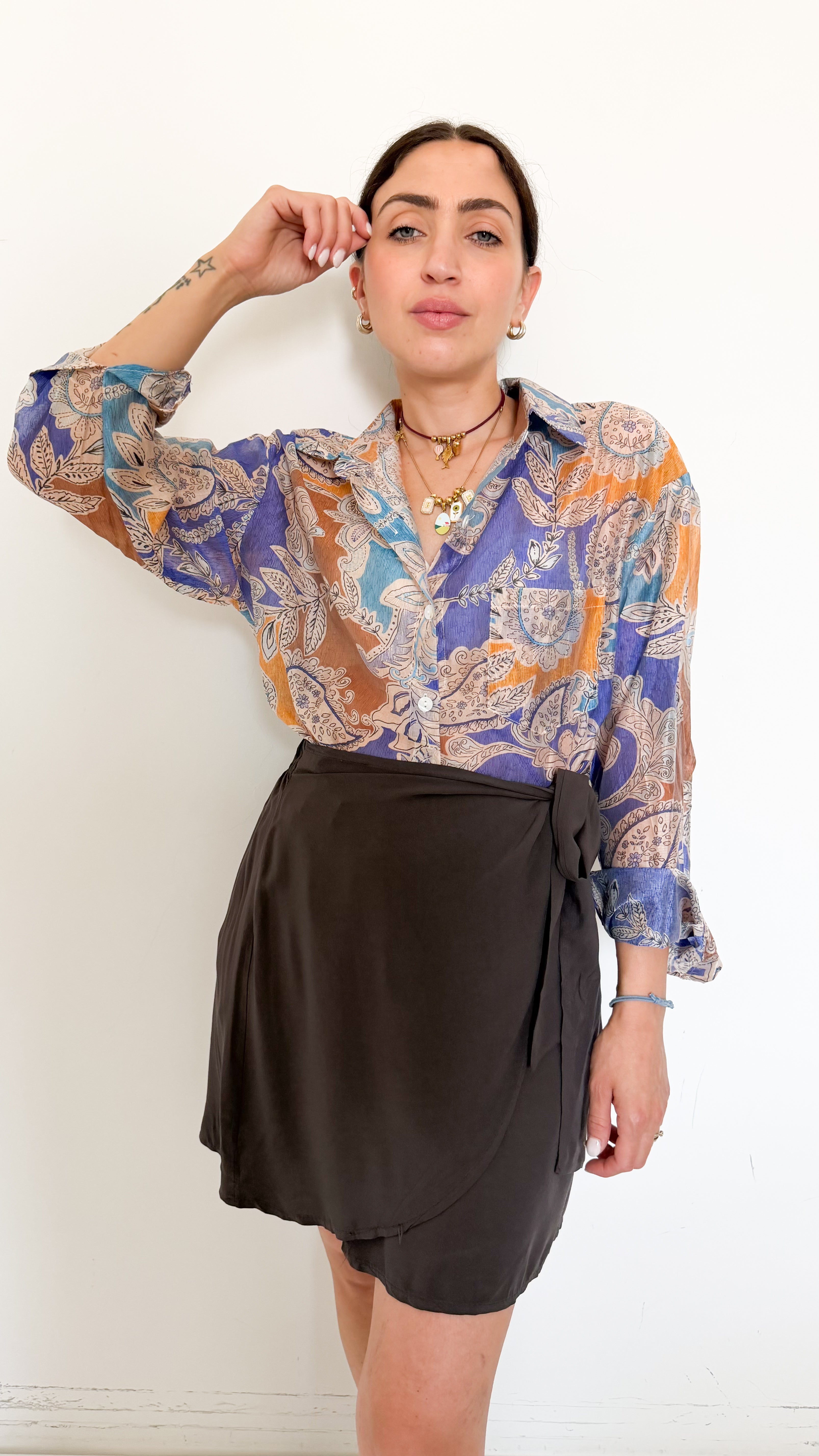 Camicia Velata A Fantasia Arancio