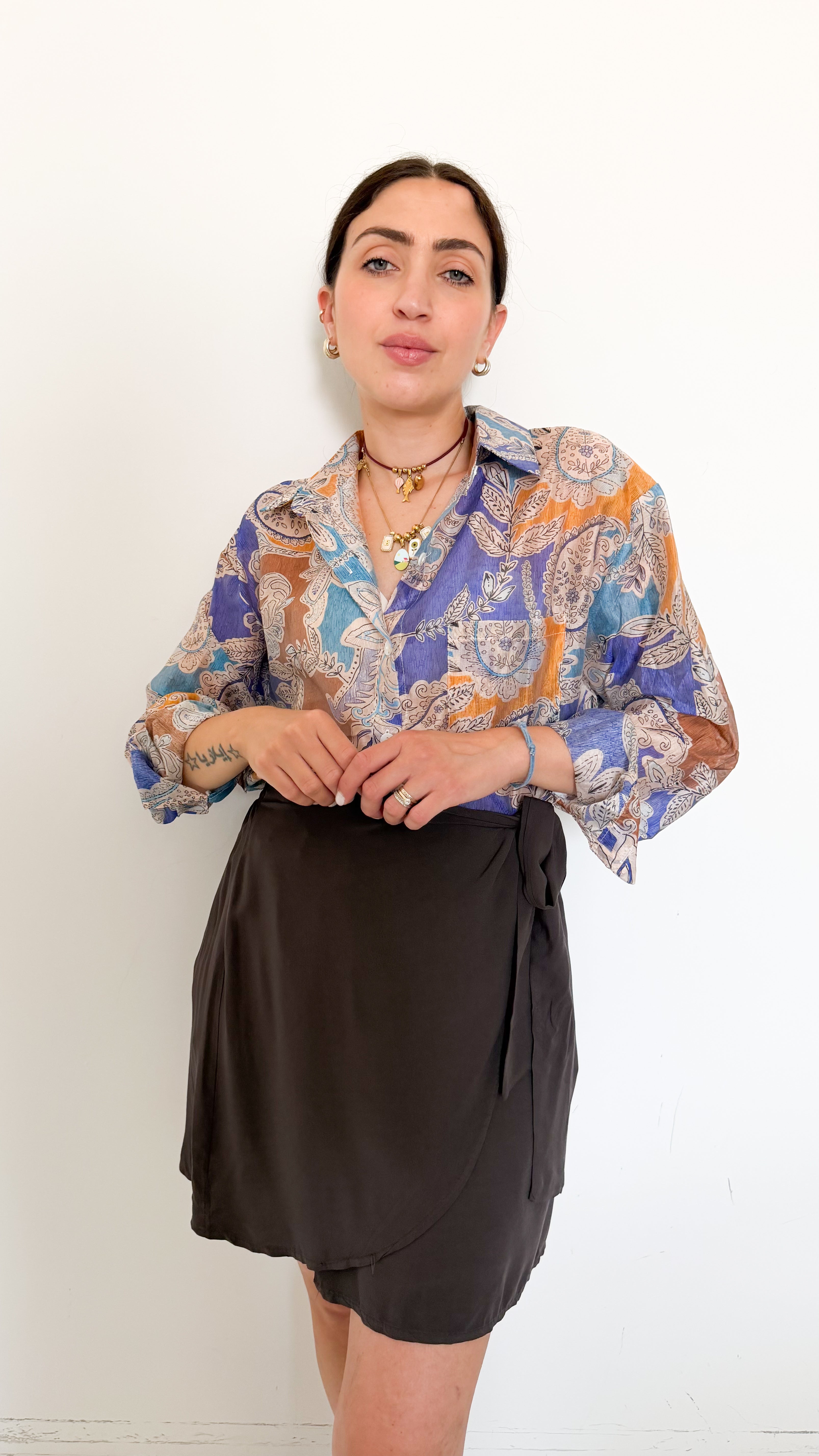 Camicia Velata A Fantasia Arancio