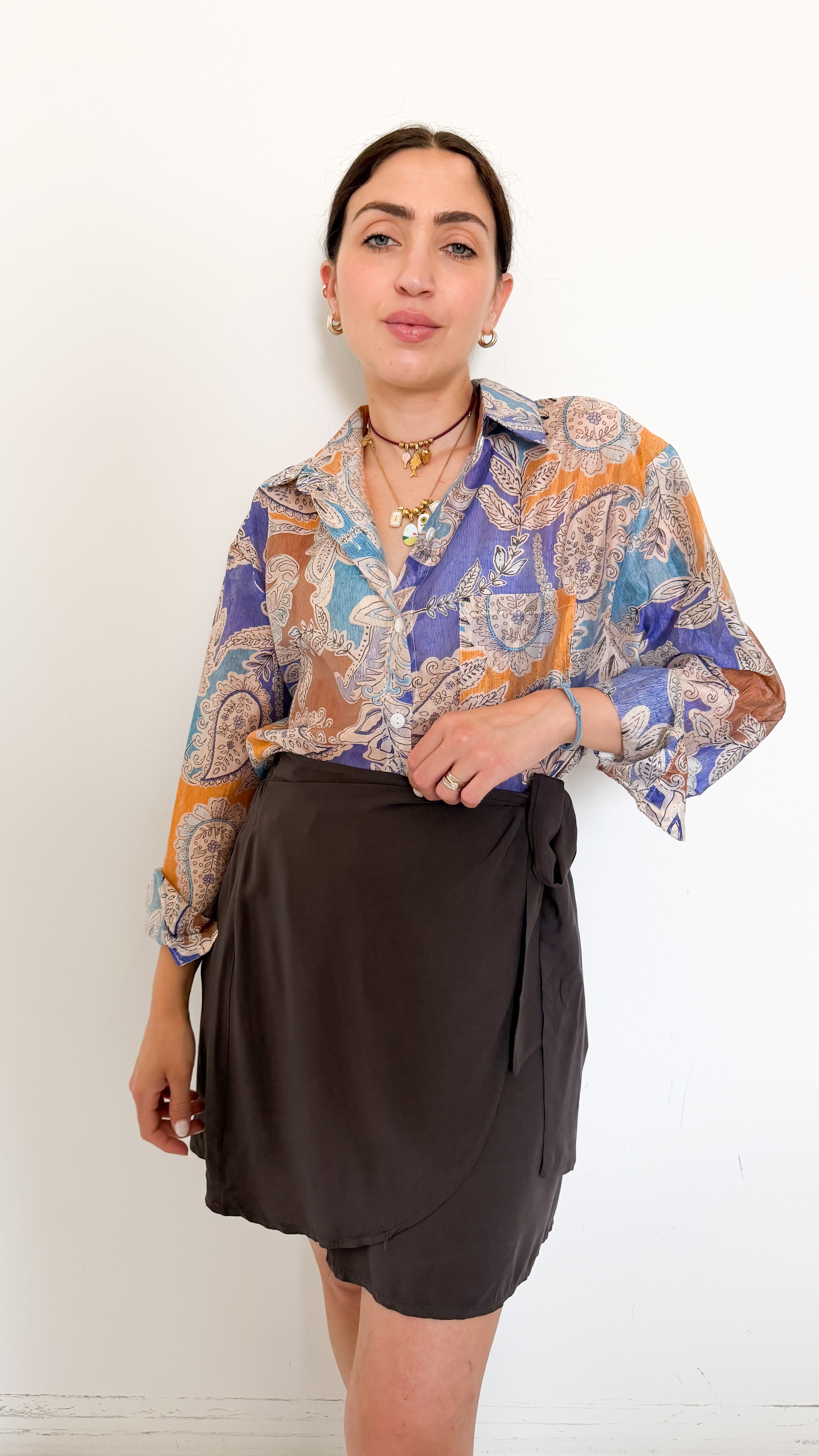 Camicia Velata A Fantasia Arancio