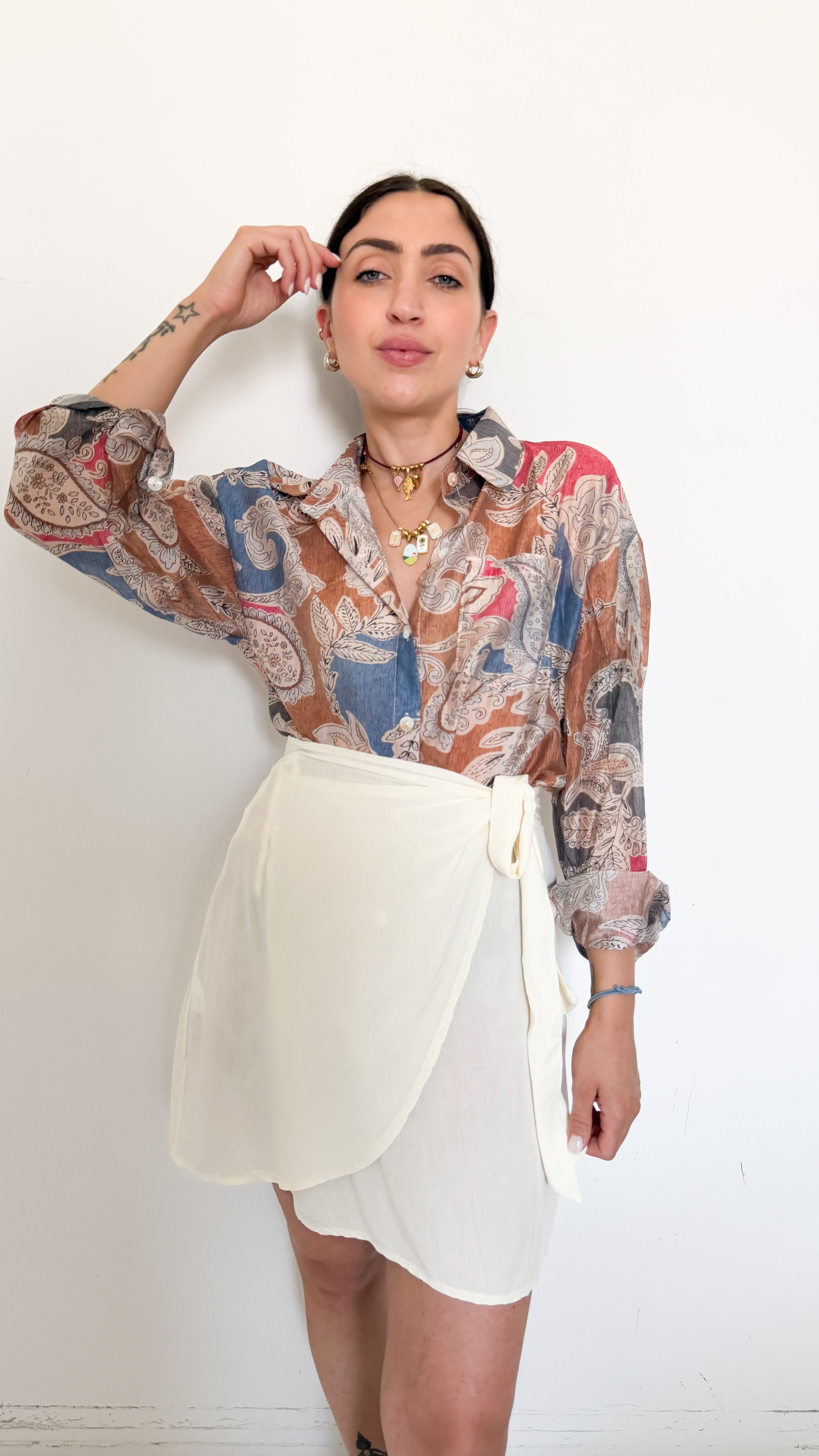 Camicia Velata A Fantasia Blu