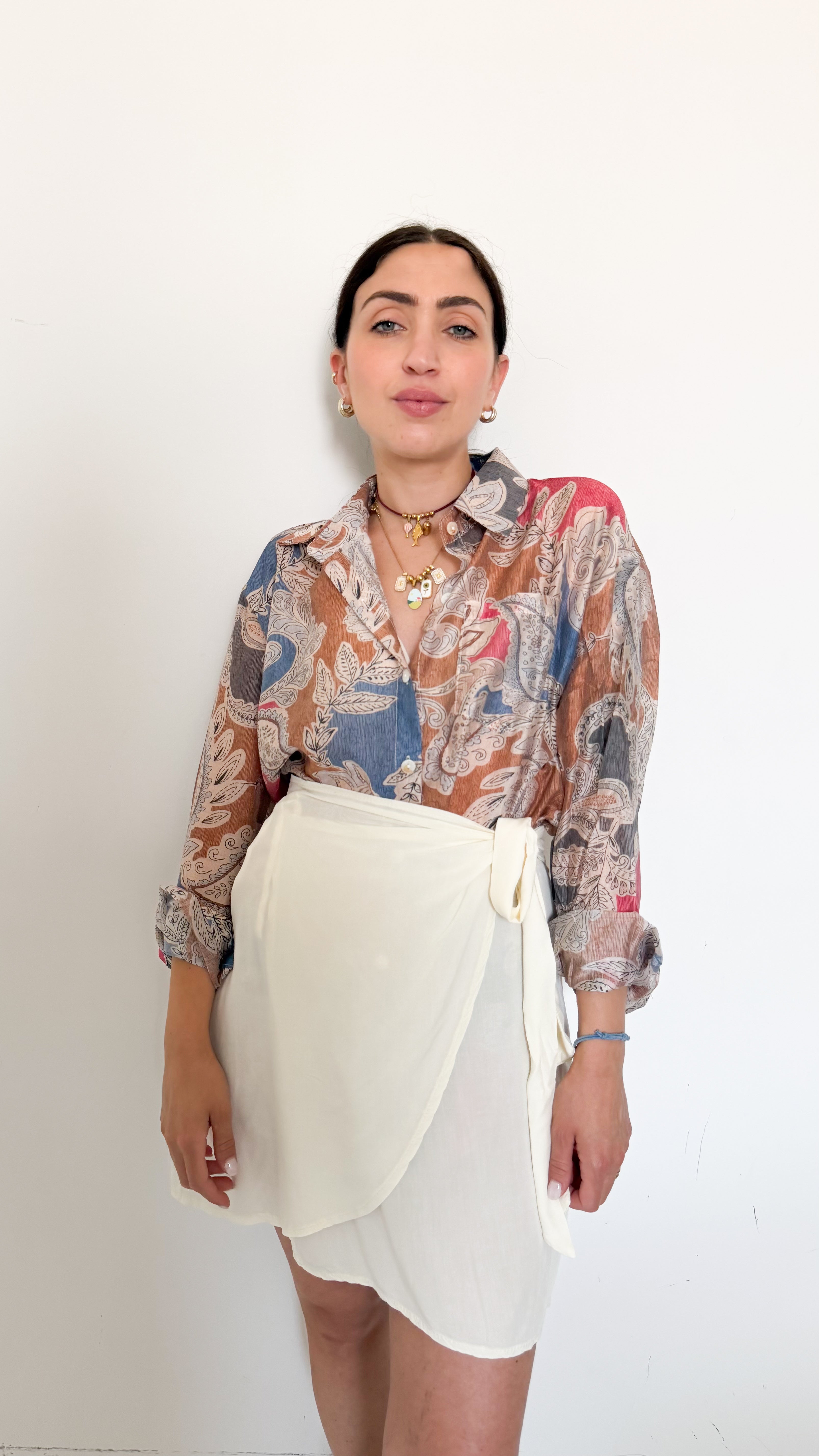 Camicia Velata A Fantasia Blu
