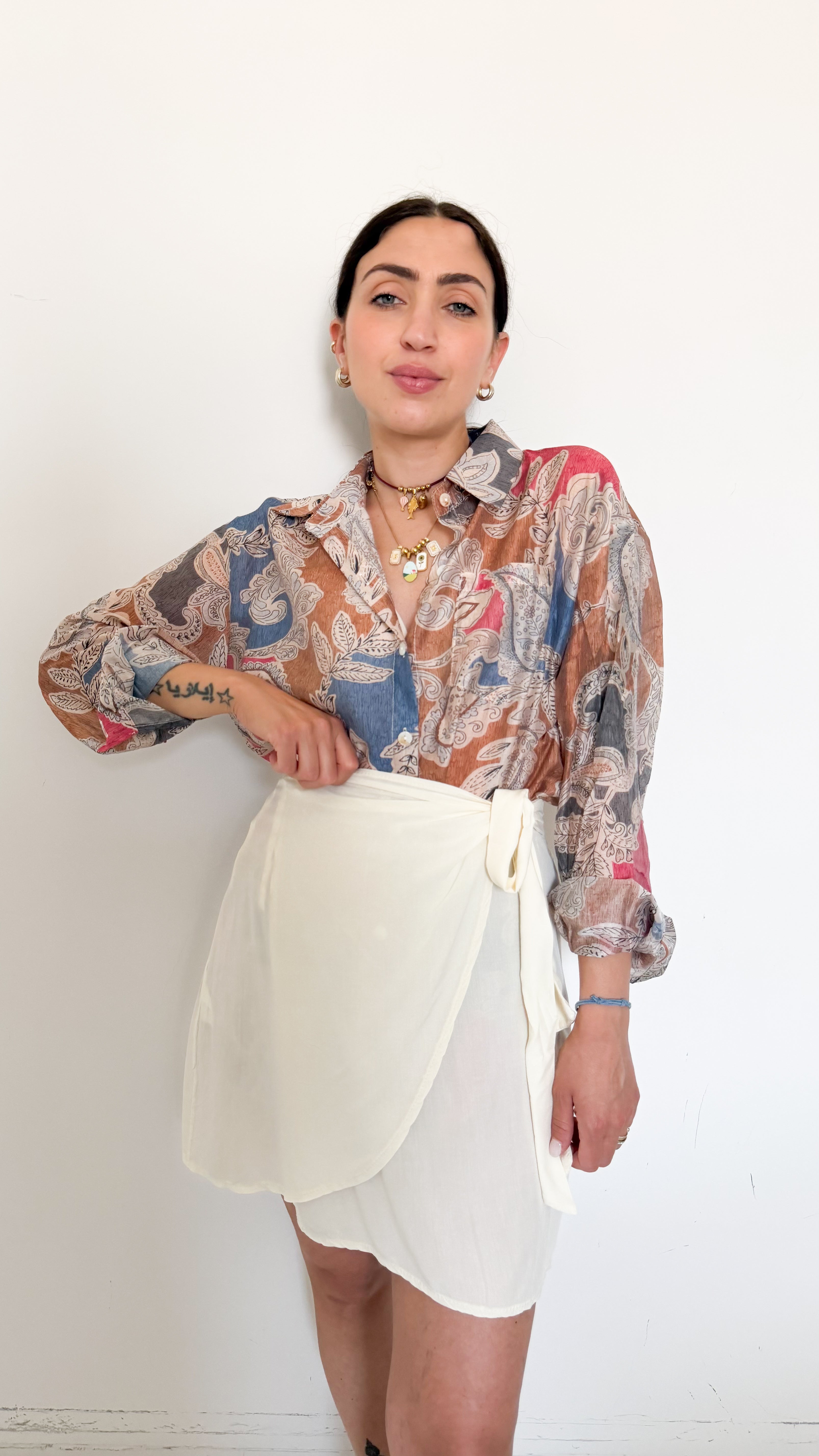 Camicia Velata A Fantasia Blu