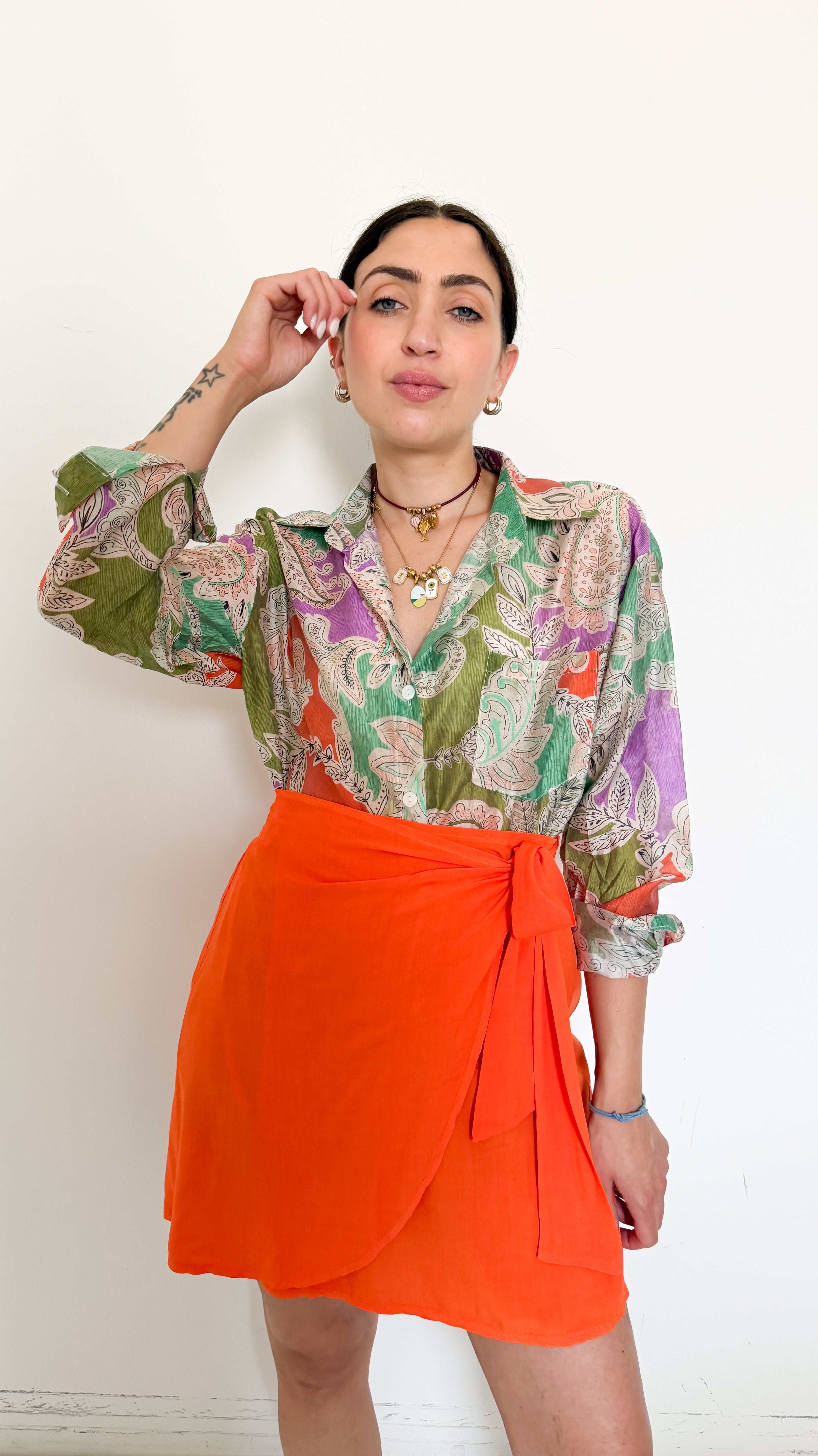 Camicia Velata A Fantasia Verde