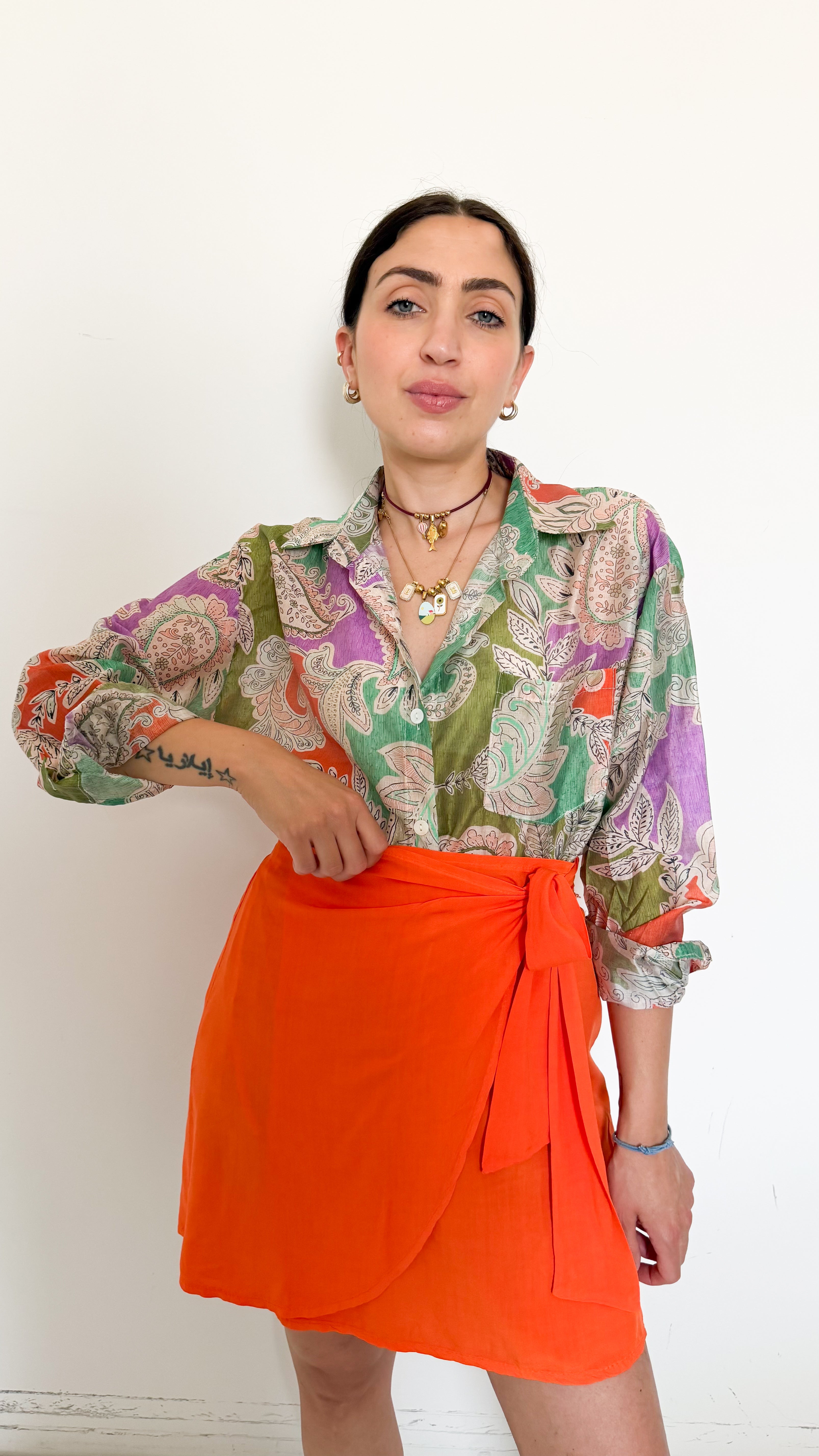 Camicia Velata A Fantasia Verde