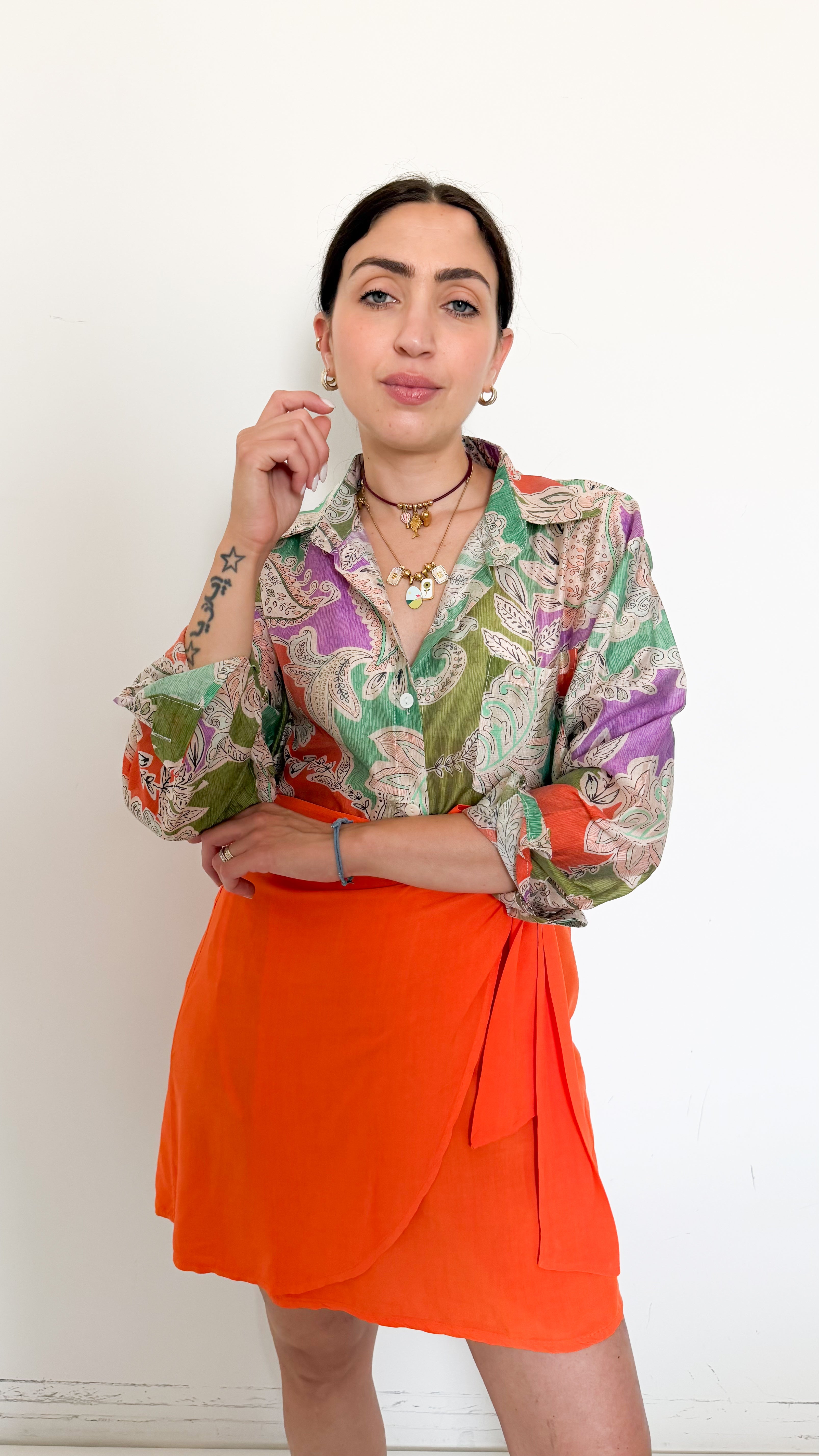 Camicia Velata A Fantasia Verde