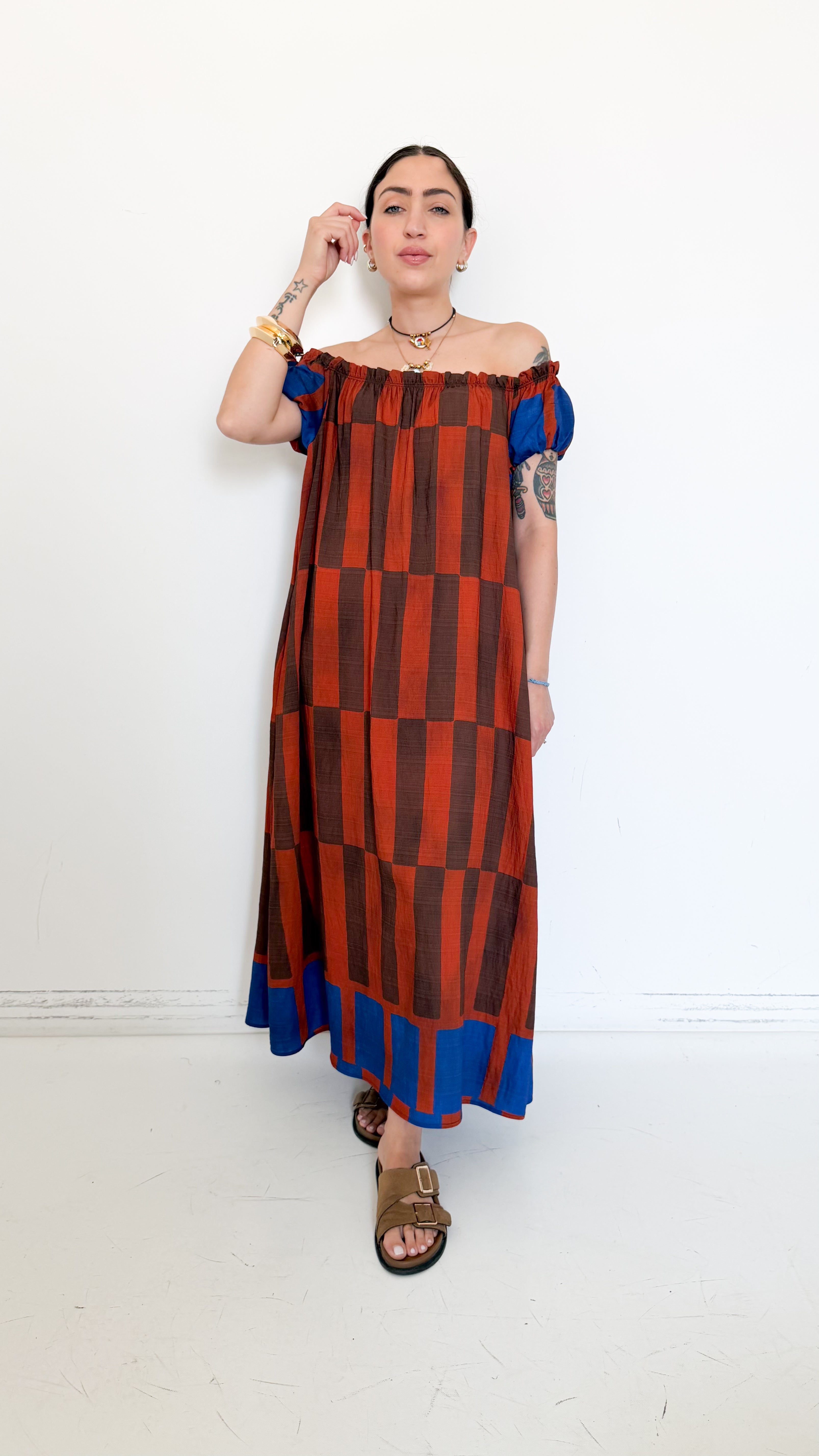 Vestito Ruggine A Fantasia