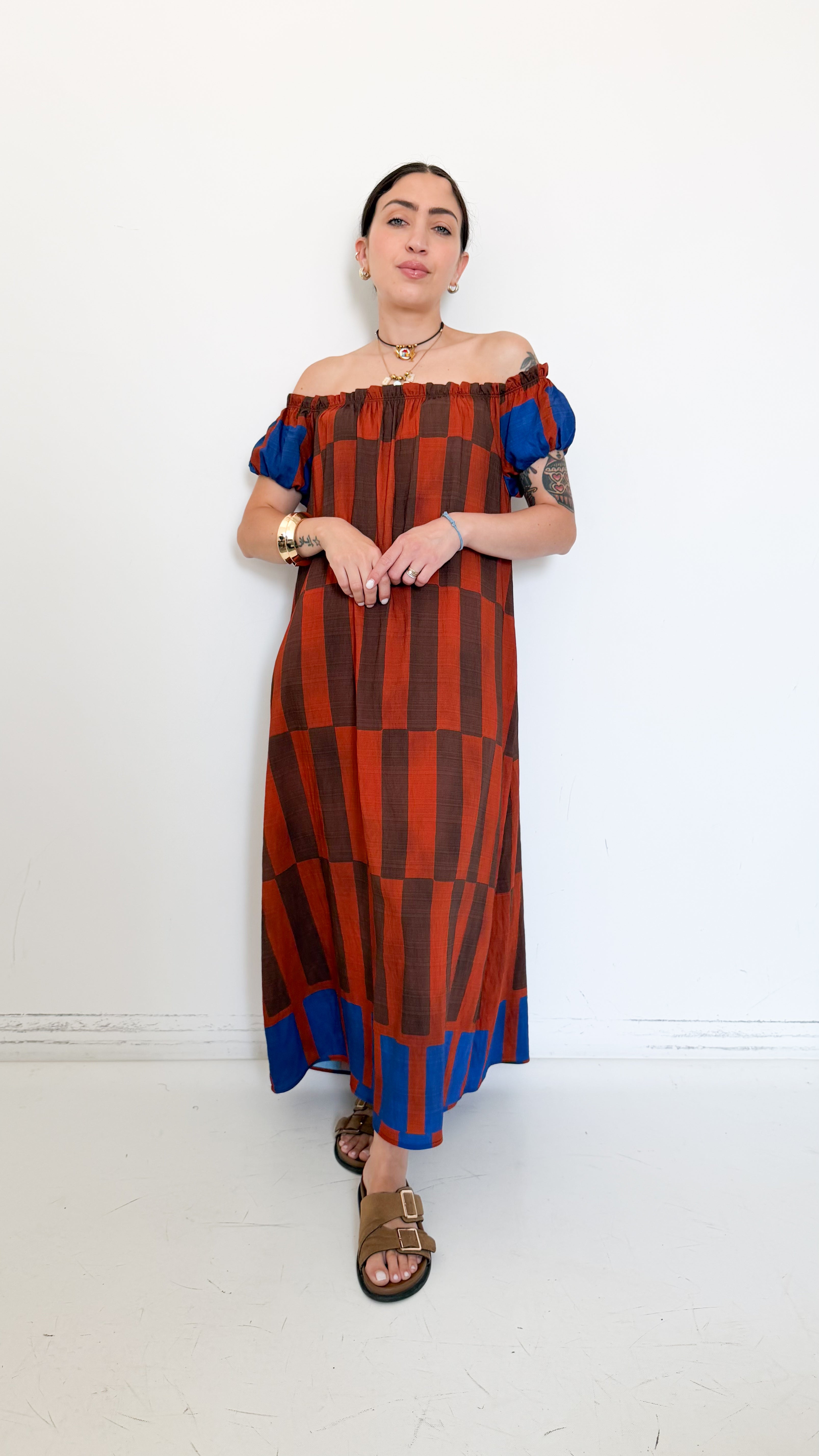 Vestito Ruggine A Fantasia