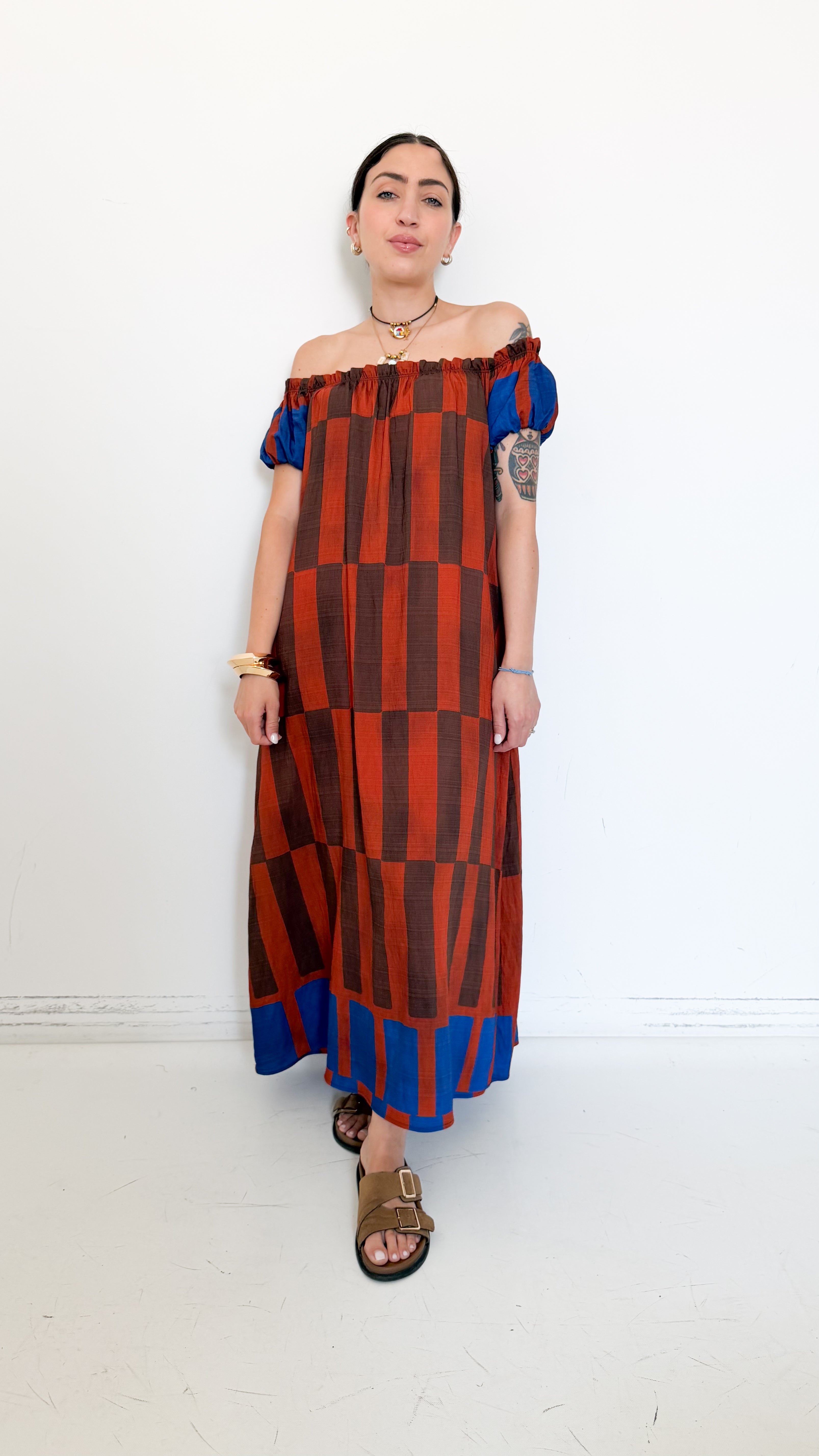 Vestito Ruggine A Fantasia