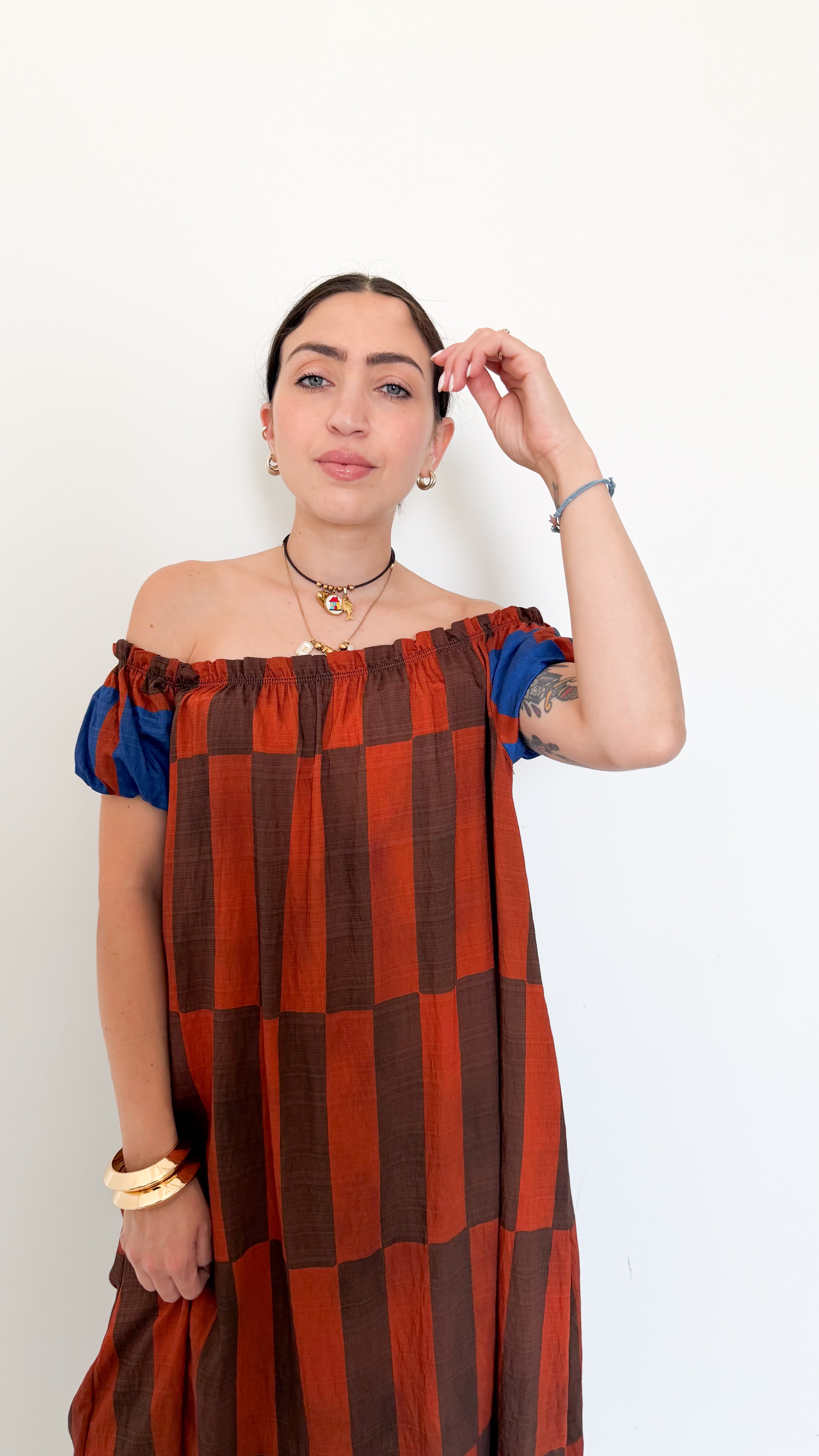 Vestito Ruggine A Fantasia