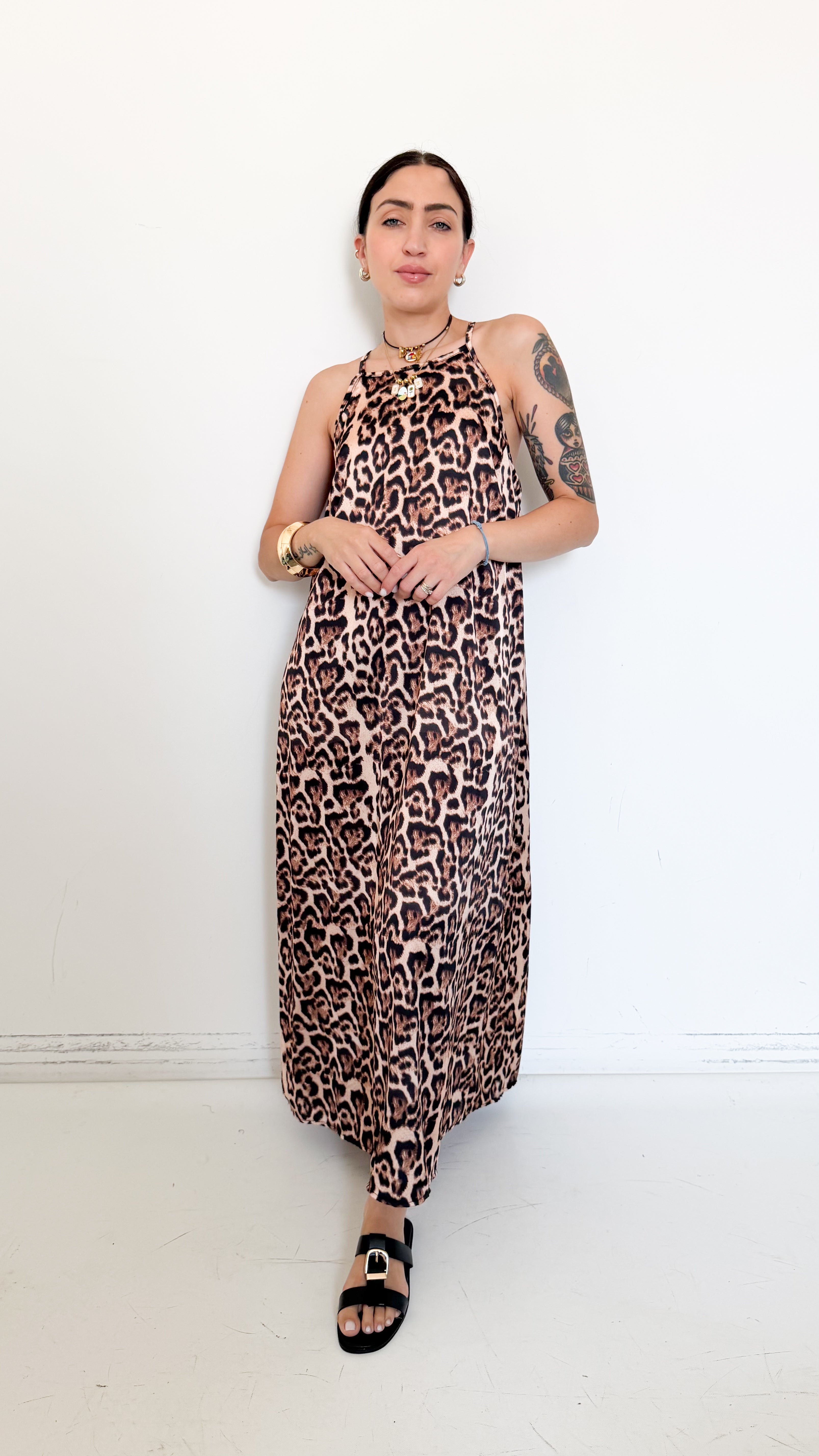 Vestito In Satin A Fantasia