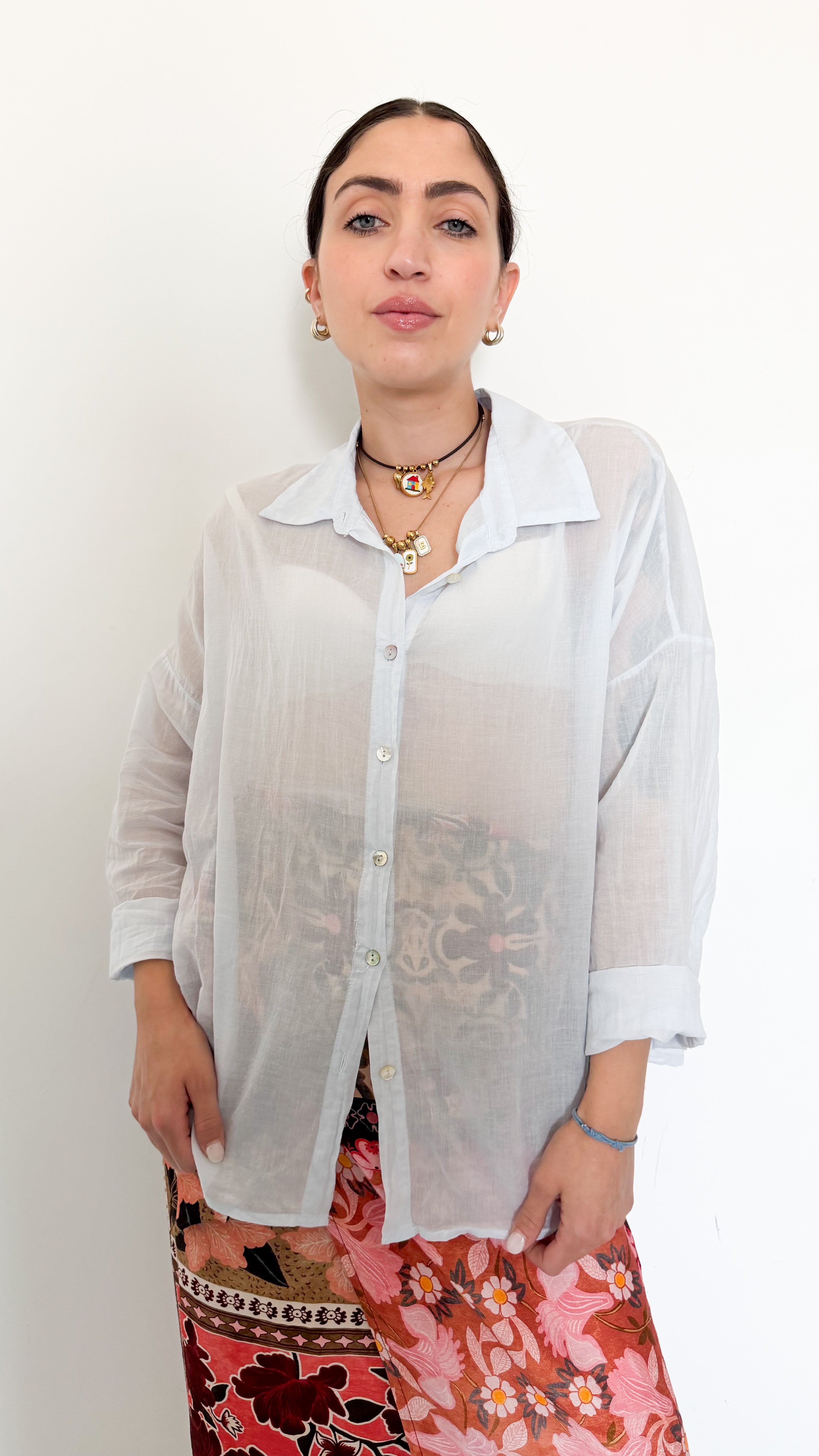Camicia Azzurra In Cotone