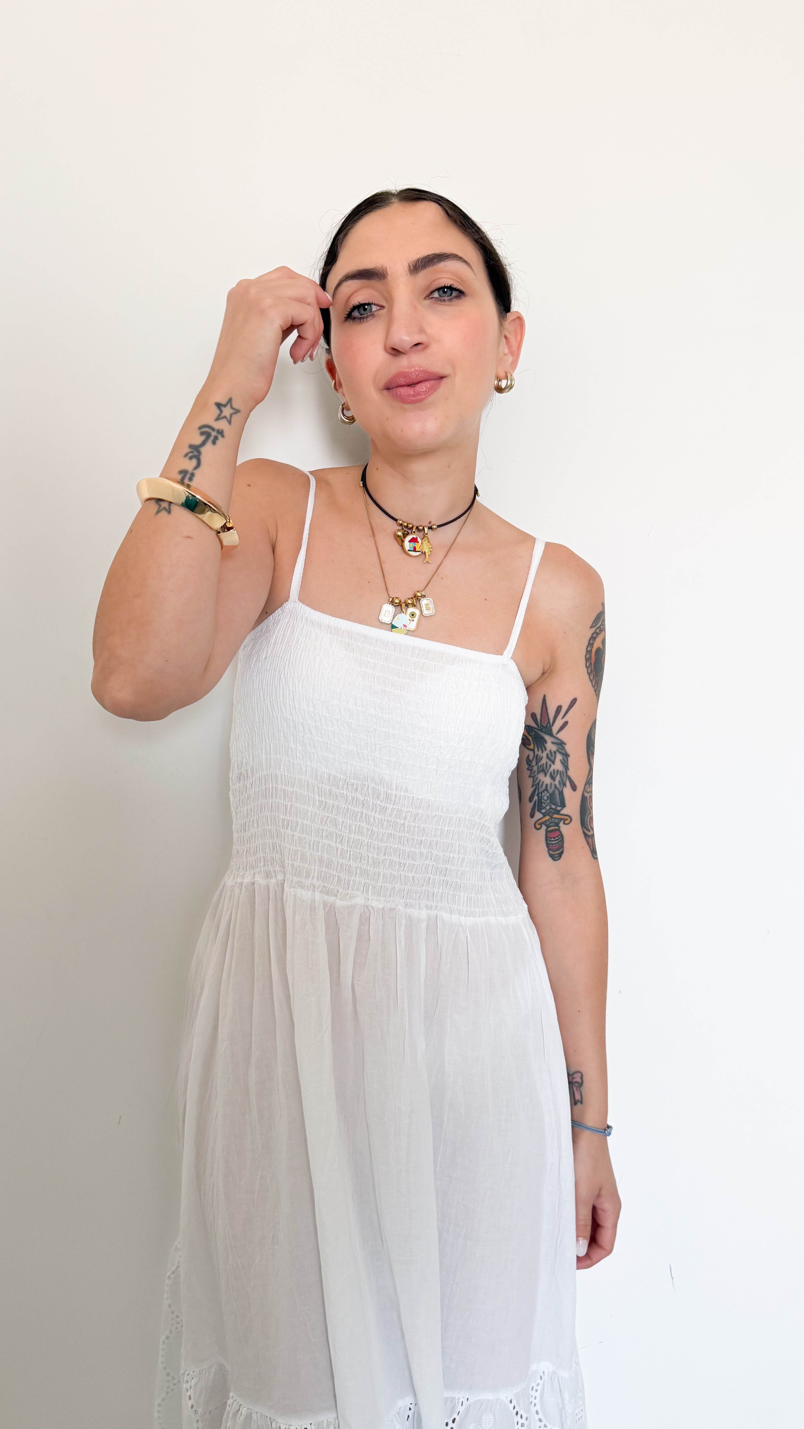 Vestito Bianco Con Dettagli