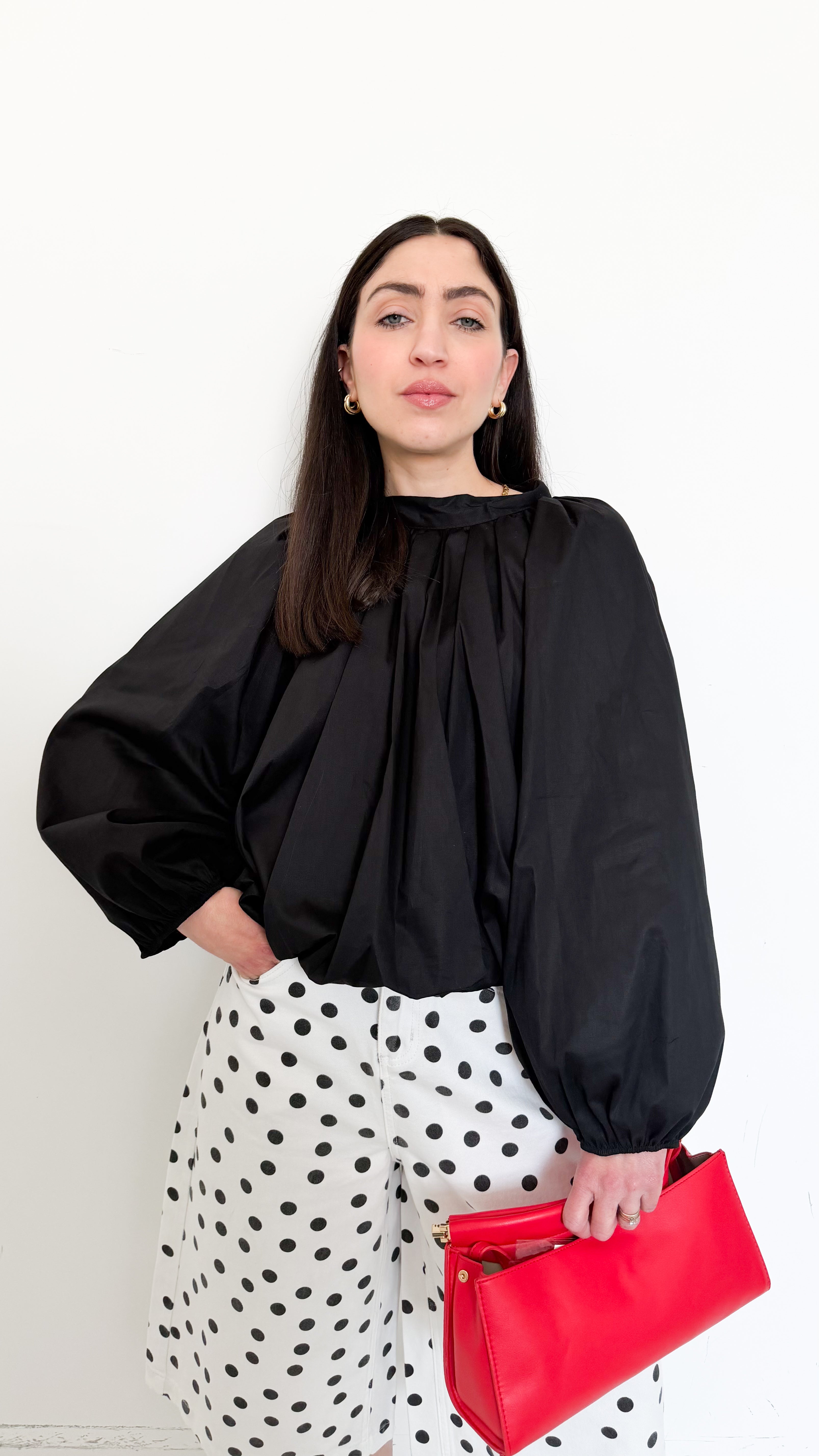 Blusa Nera In Cotone
