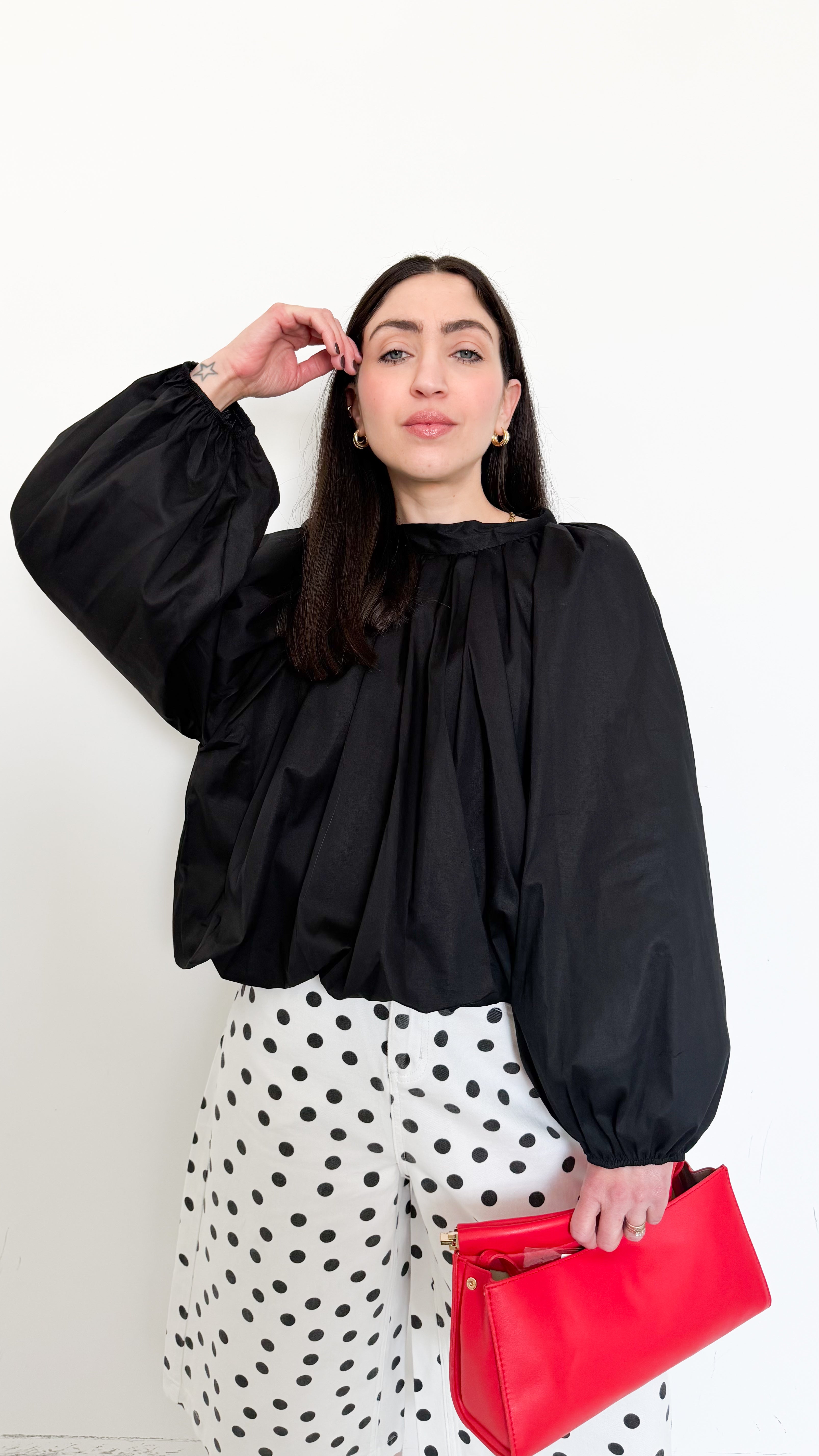 Blusa Nera In Cotone