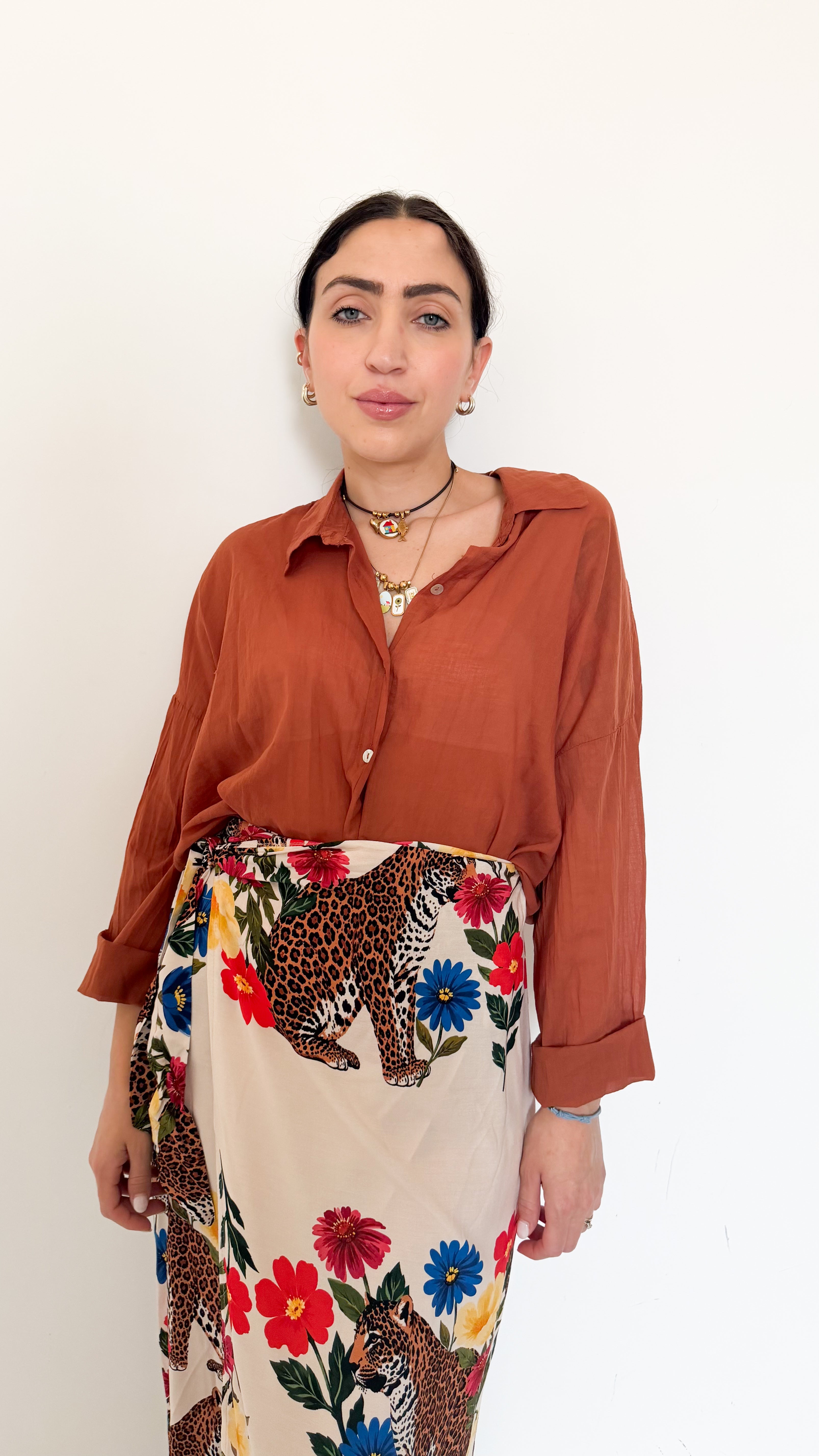 Camicia Ruggine In Cotone