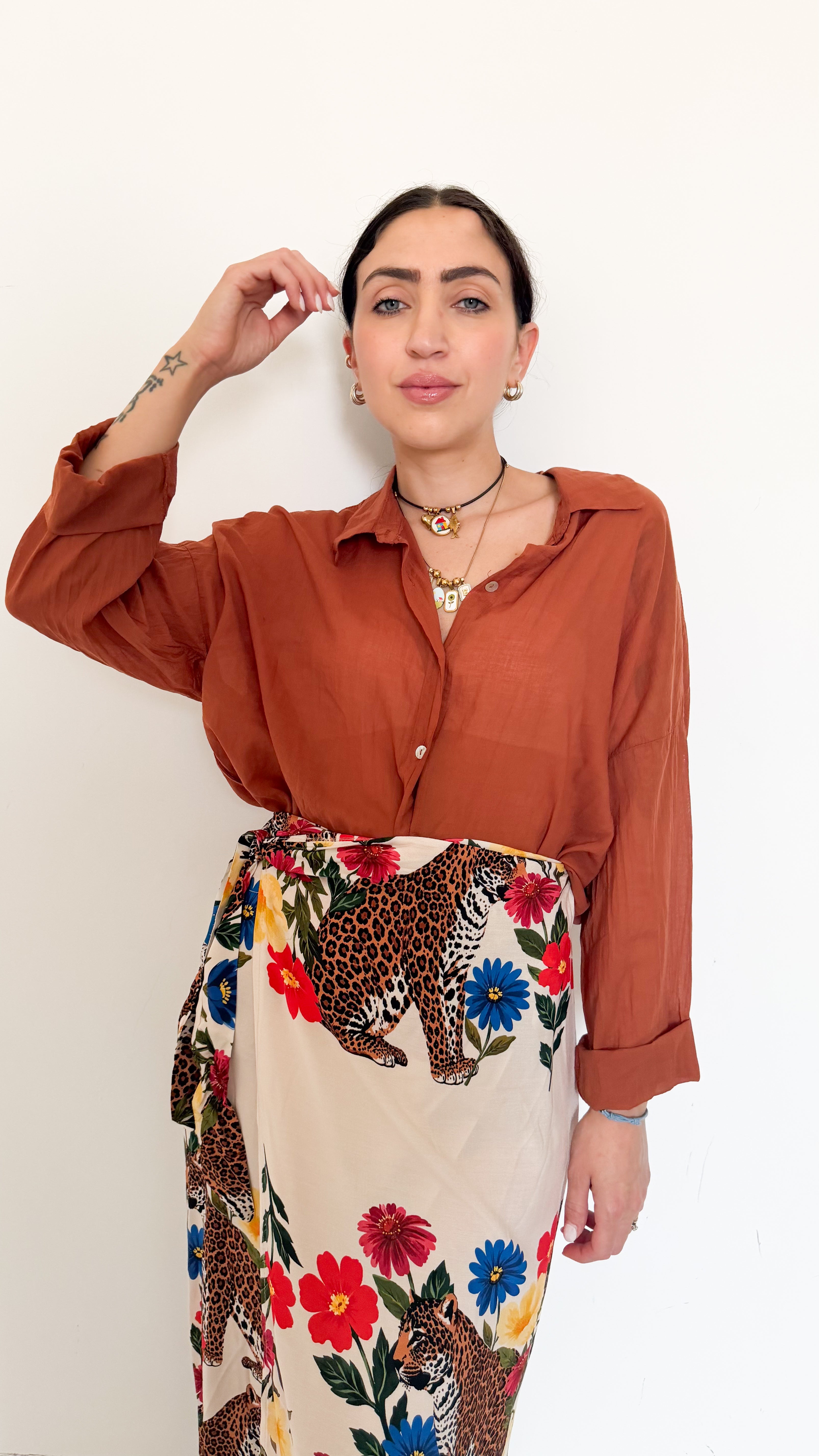 Camicia Ruggine In Cotone