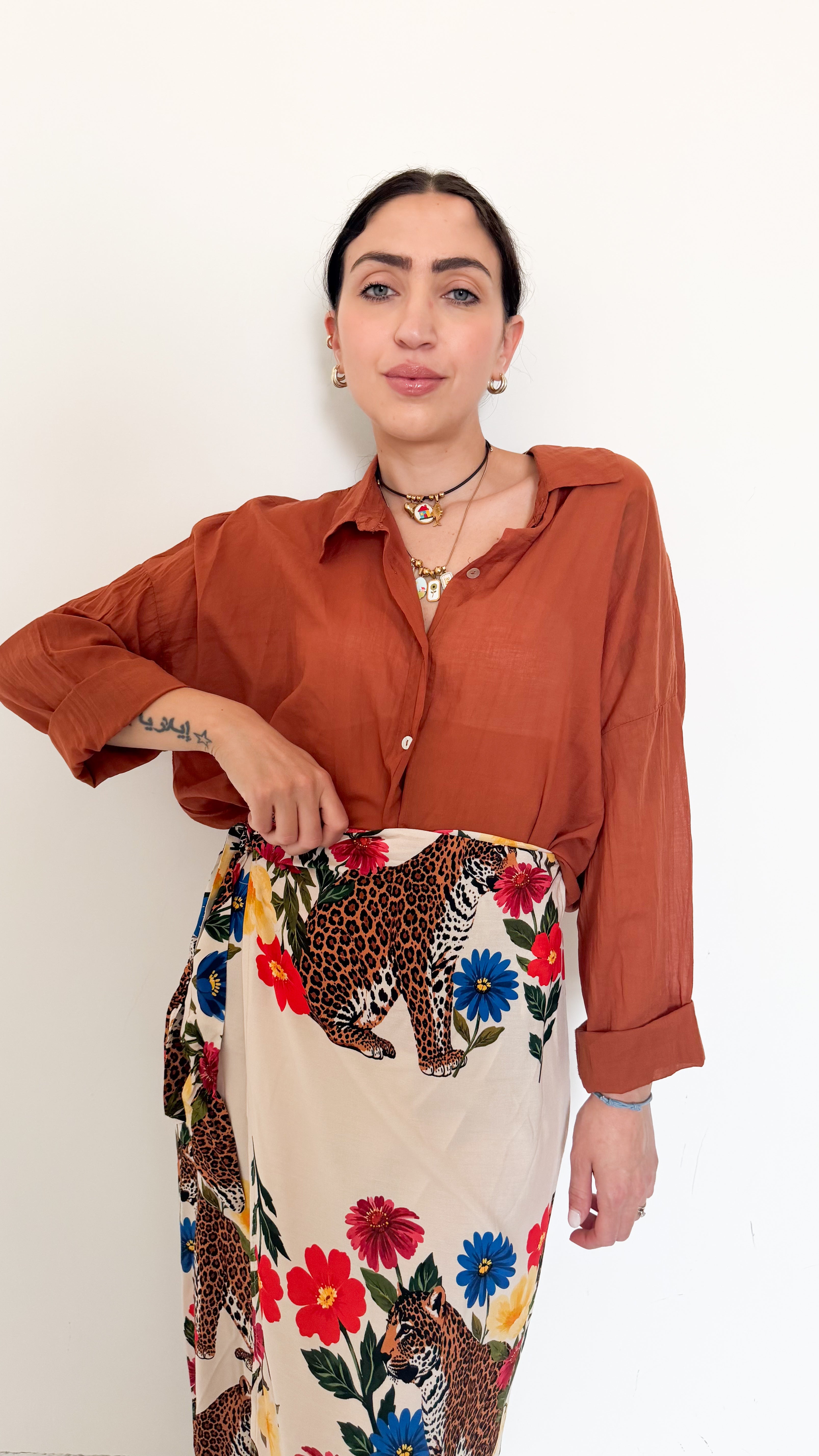 Camicia Ruggine In Cotone