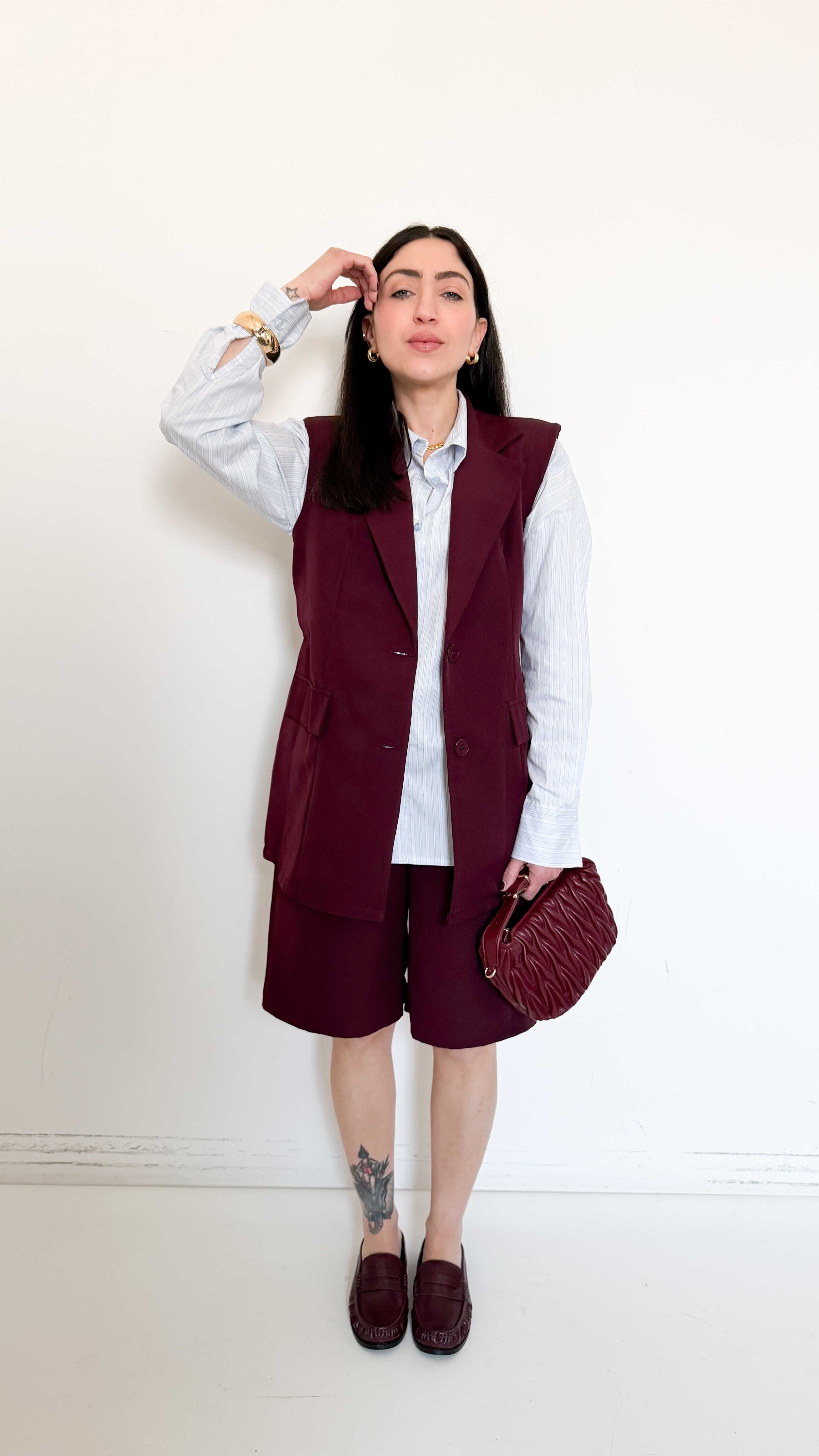 Coordinato Bordeaux Con Bermuda