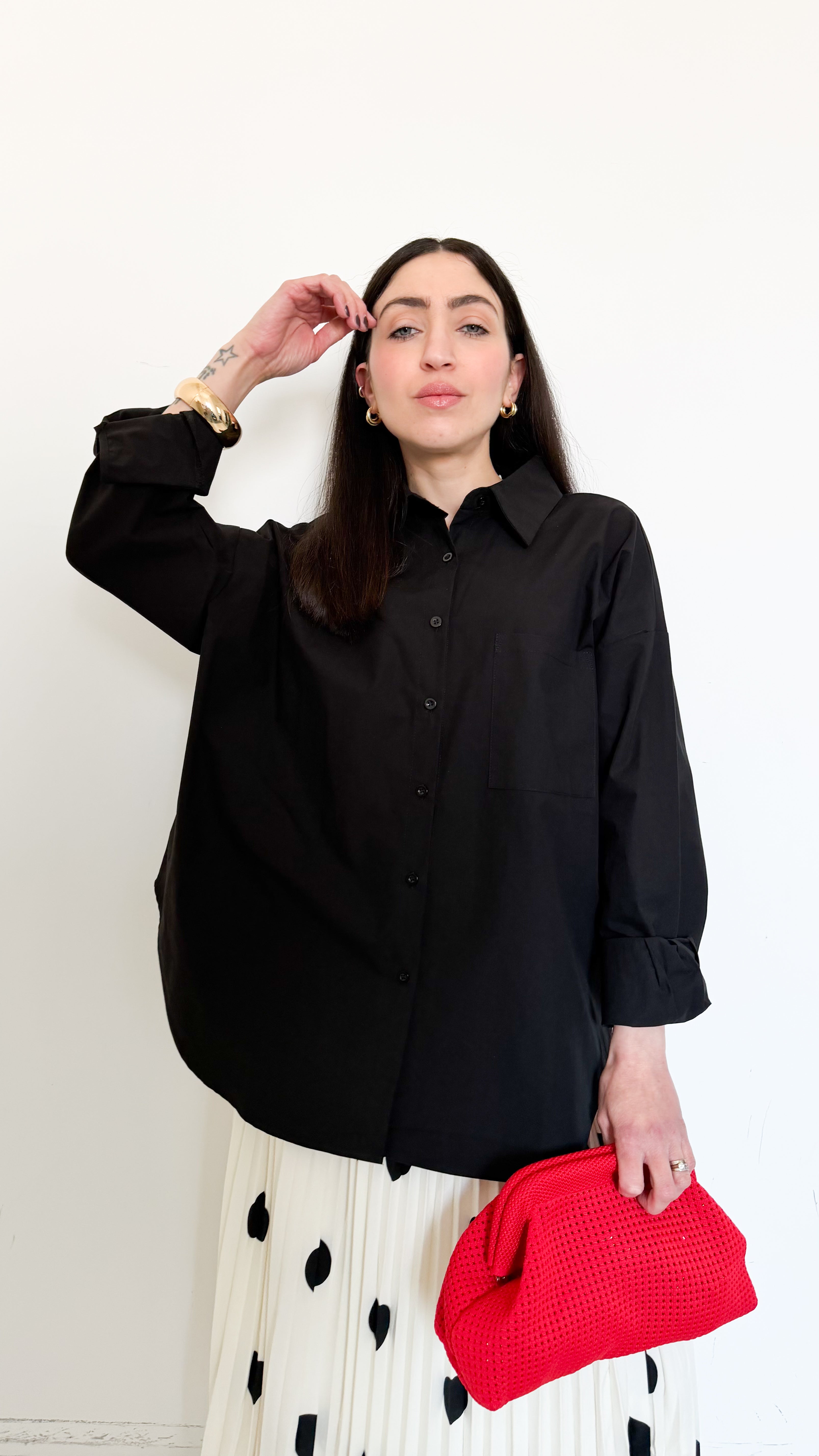 Camicia Over Nera In Cotone