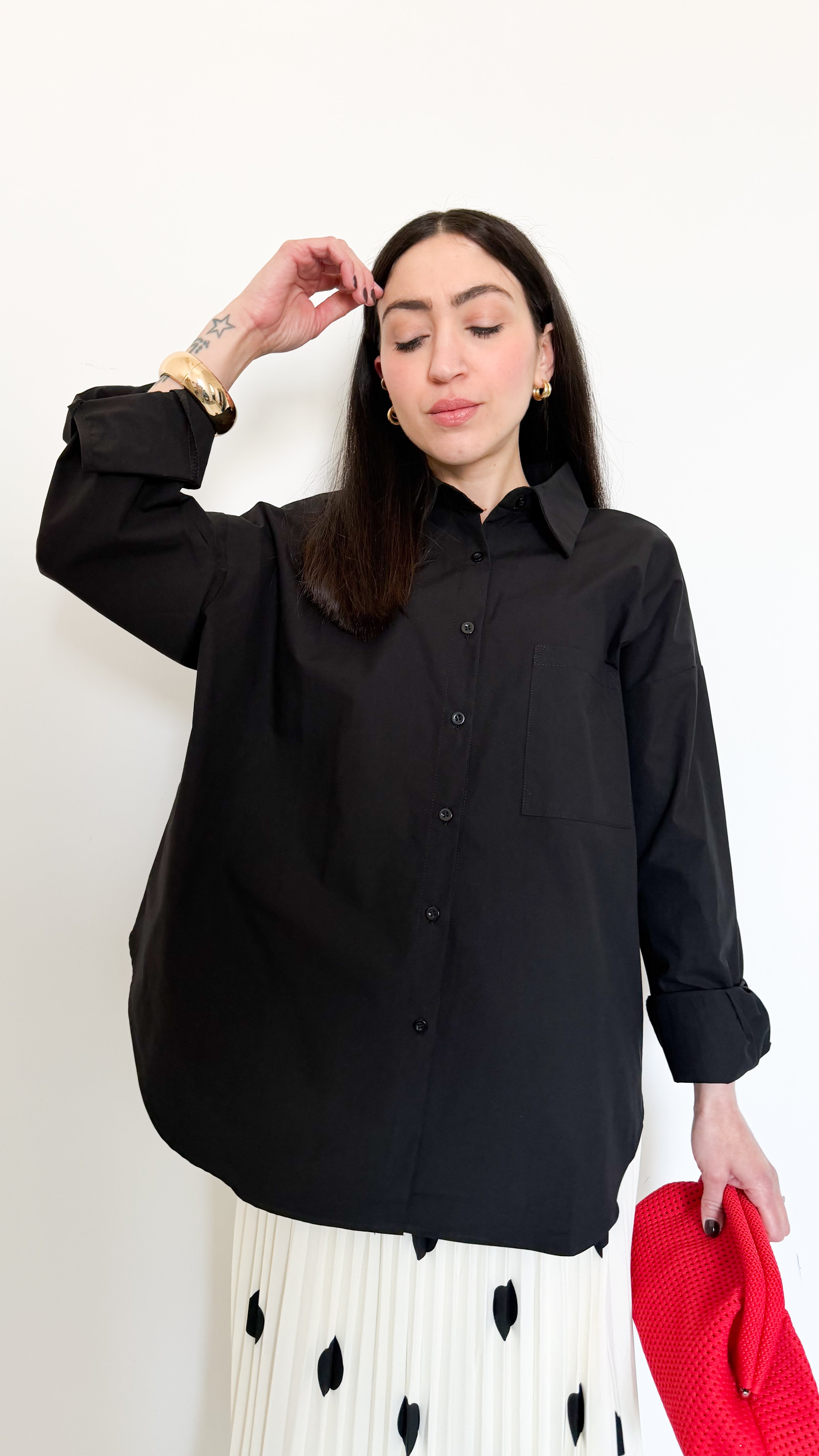 Camicia Over Nera In Cotone