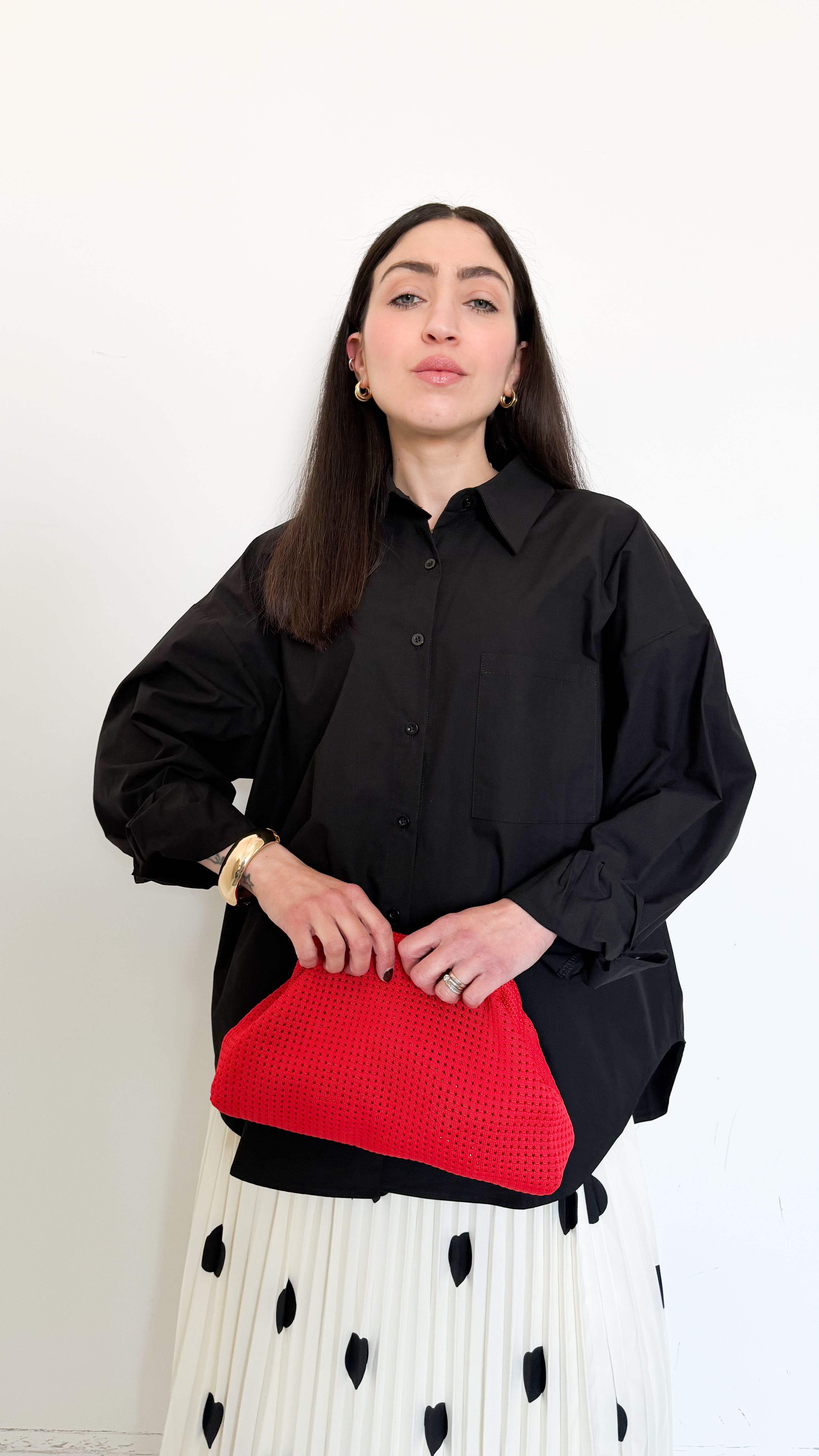 Camicia Over Nera In Cotone
