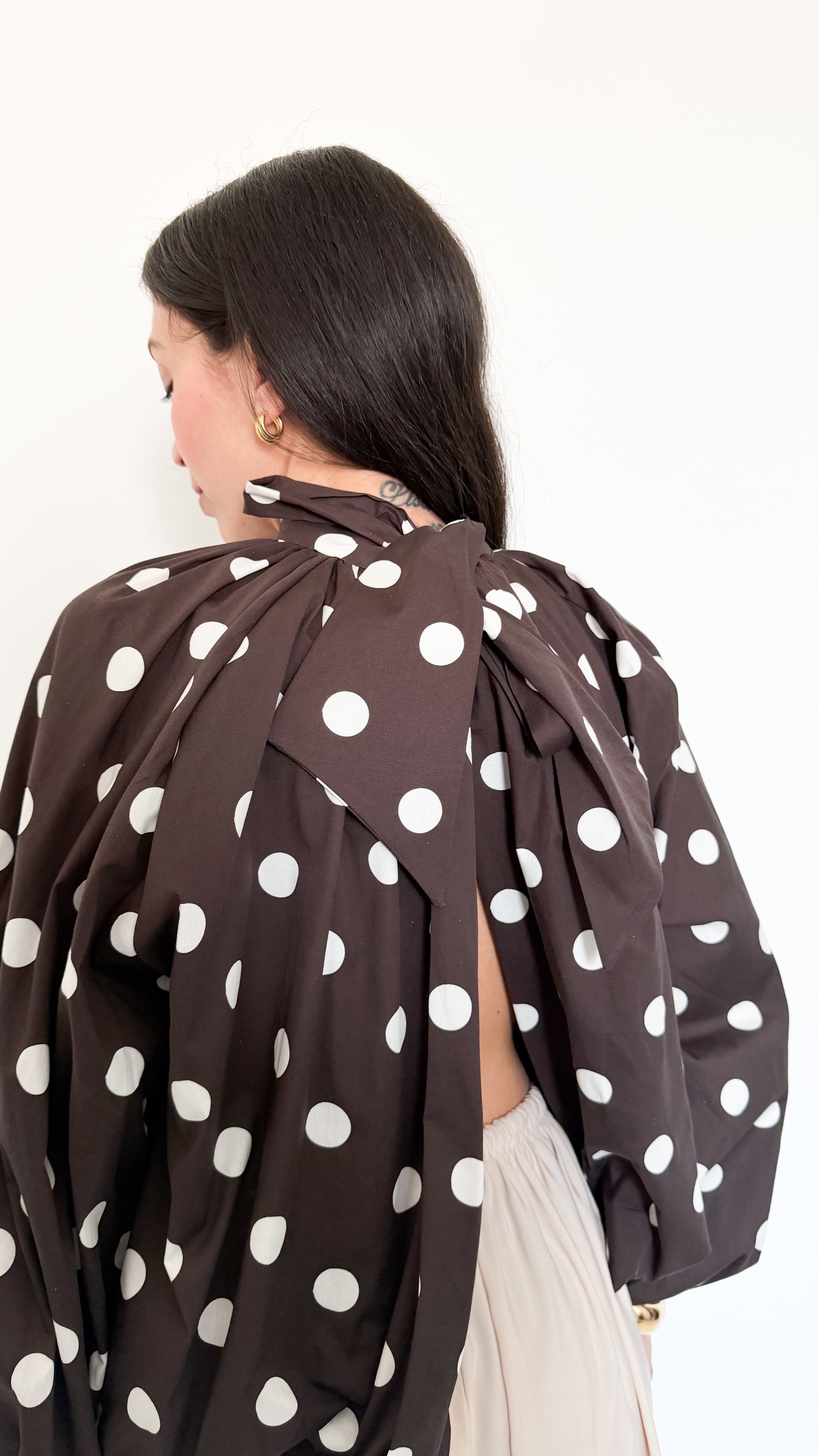Blusa Marrone A Pois