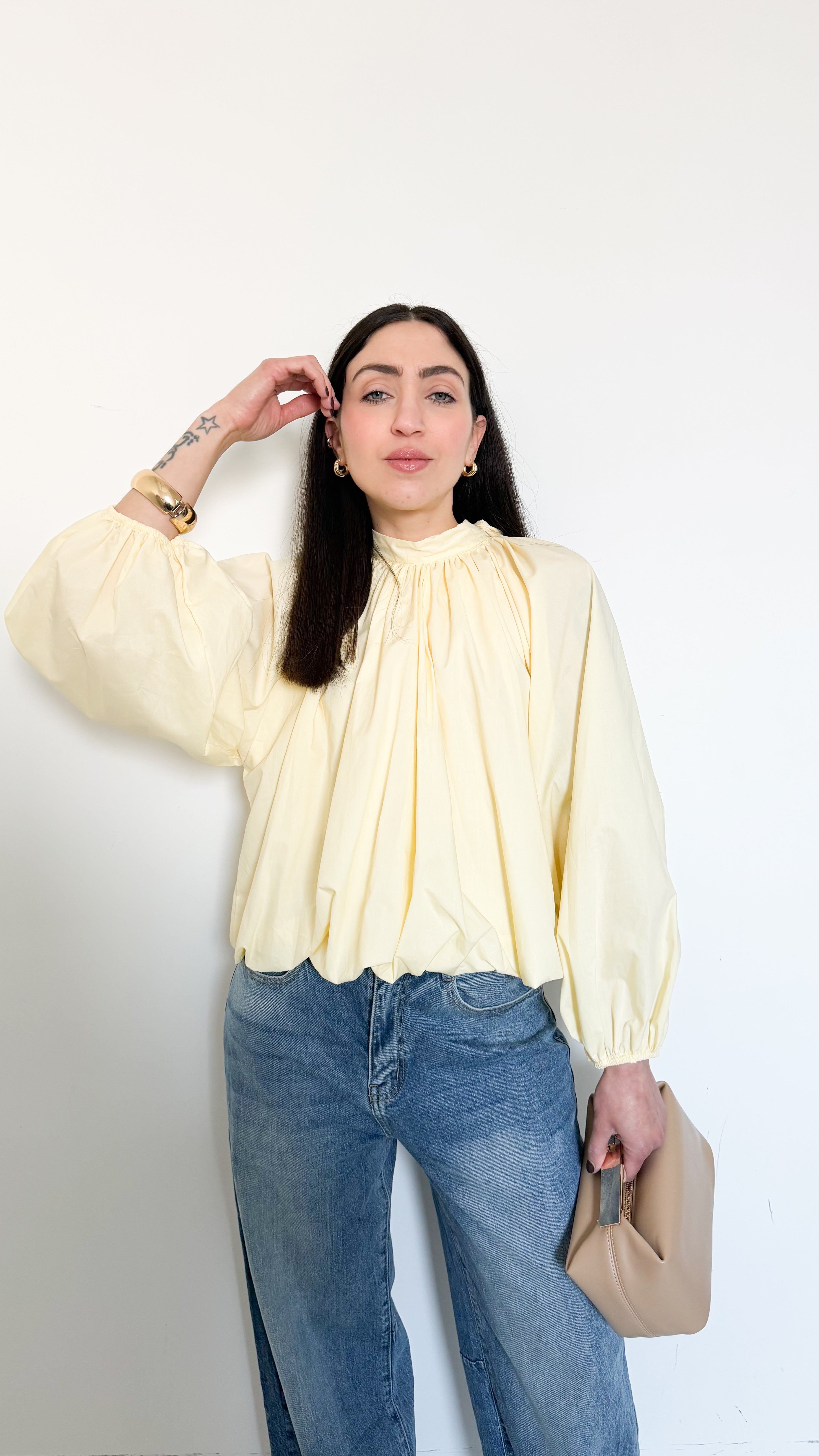 Blusa Gialla In Cotone