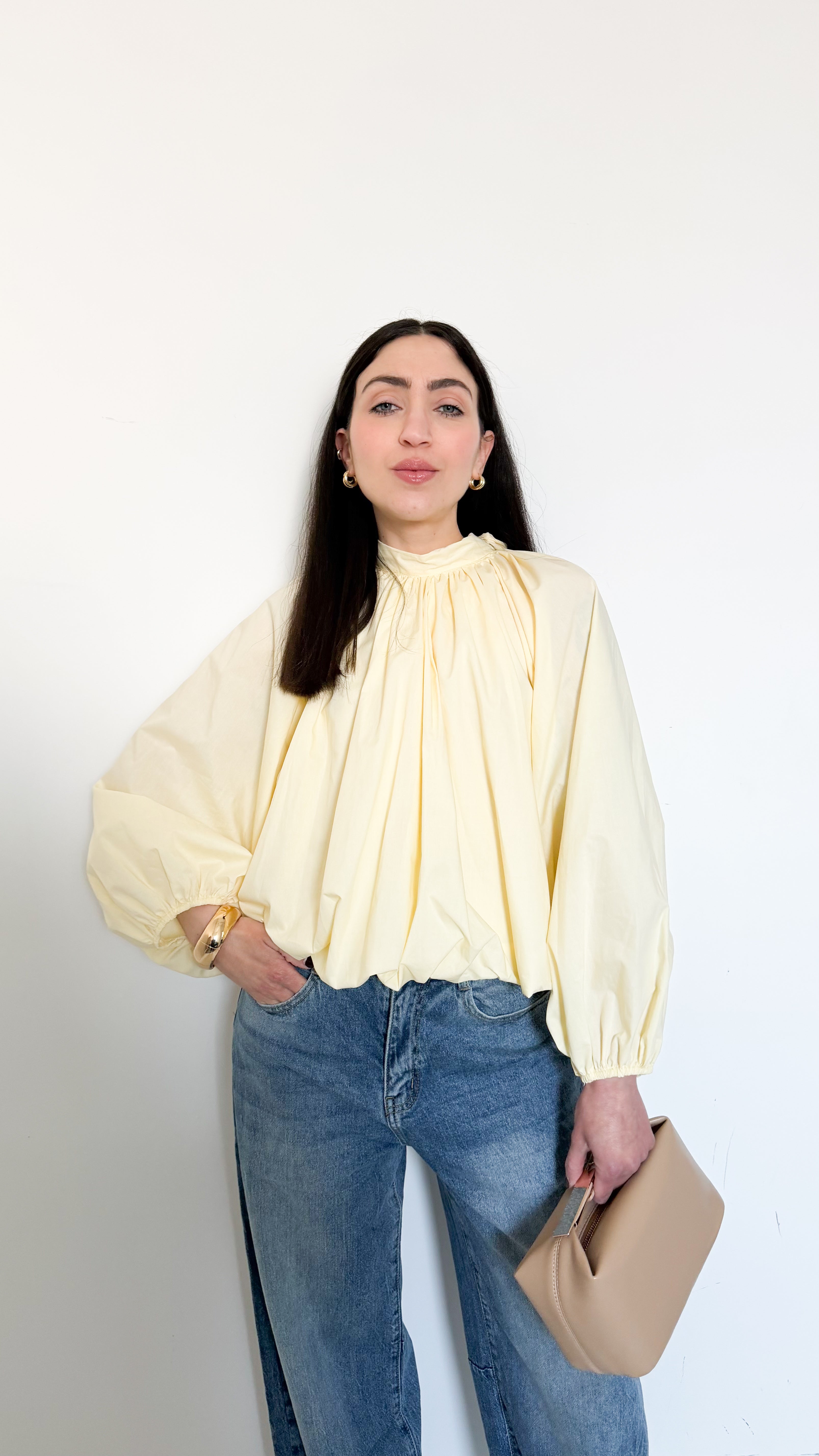 Blusa Gialla In Cotone