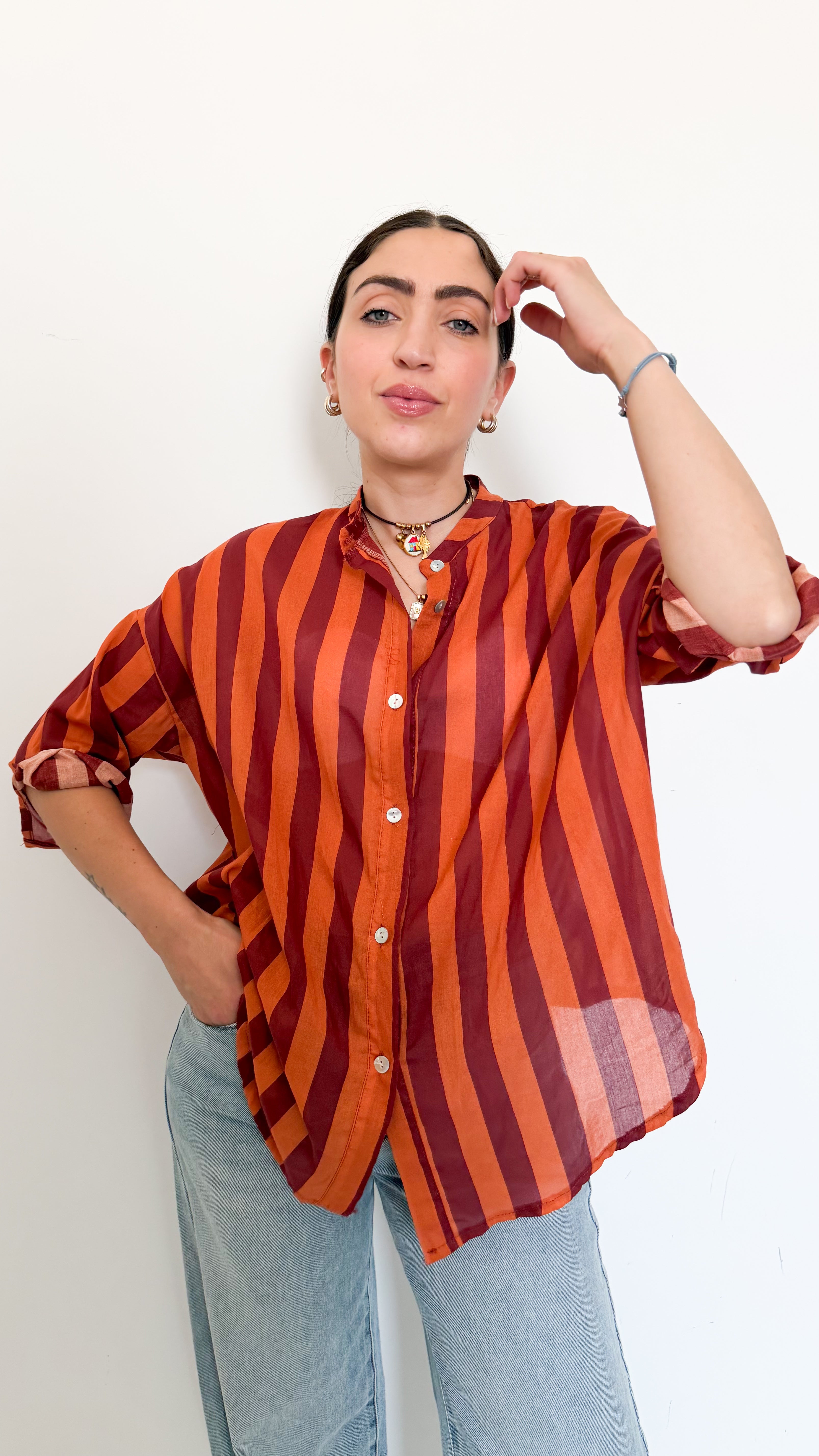 Camicia A Righe Borgogna