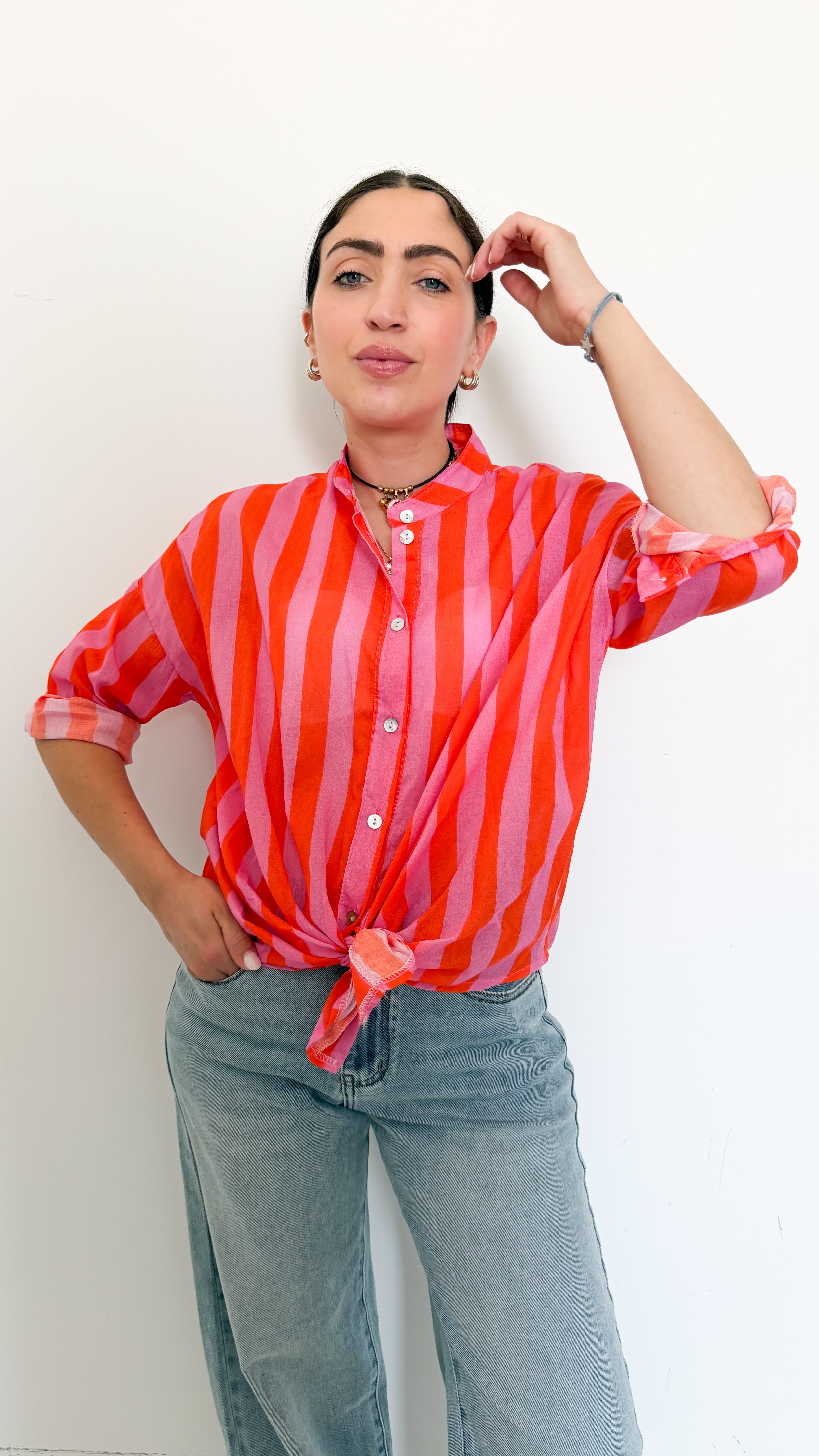 Camicia A Righe Arancioni