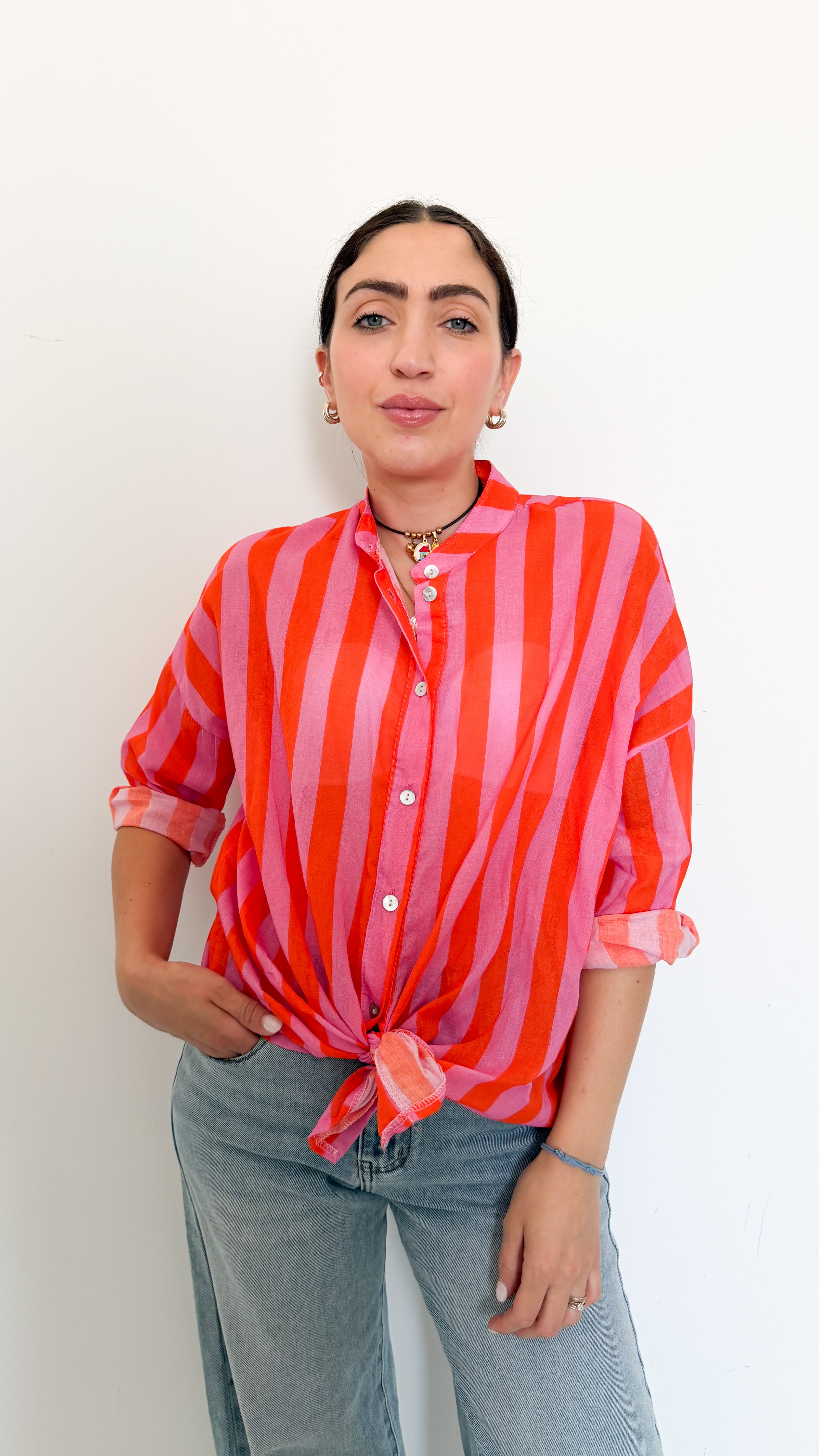Camicia A Righe Arancioni