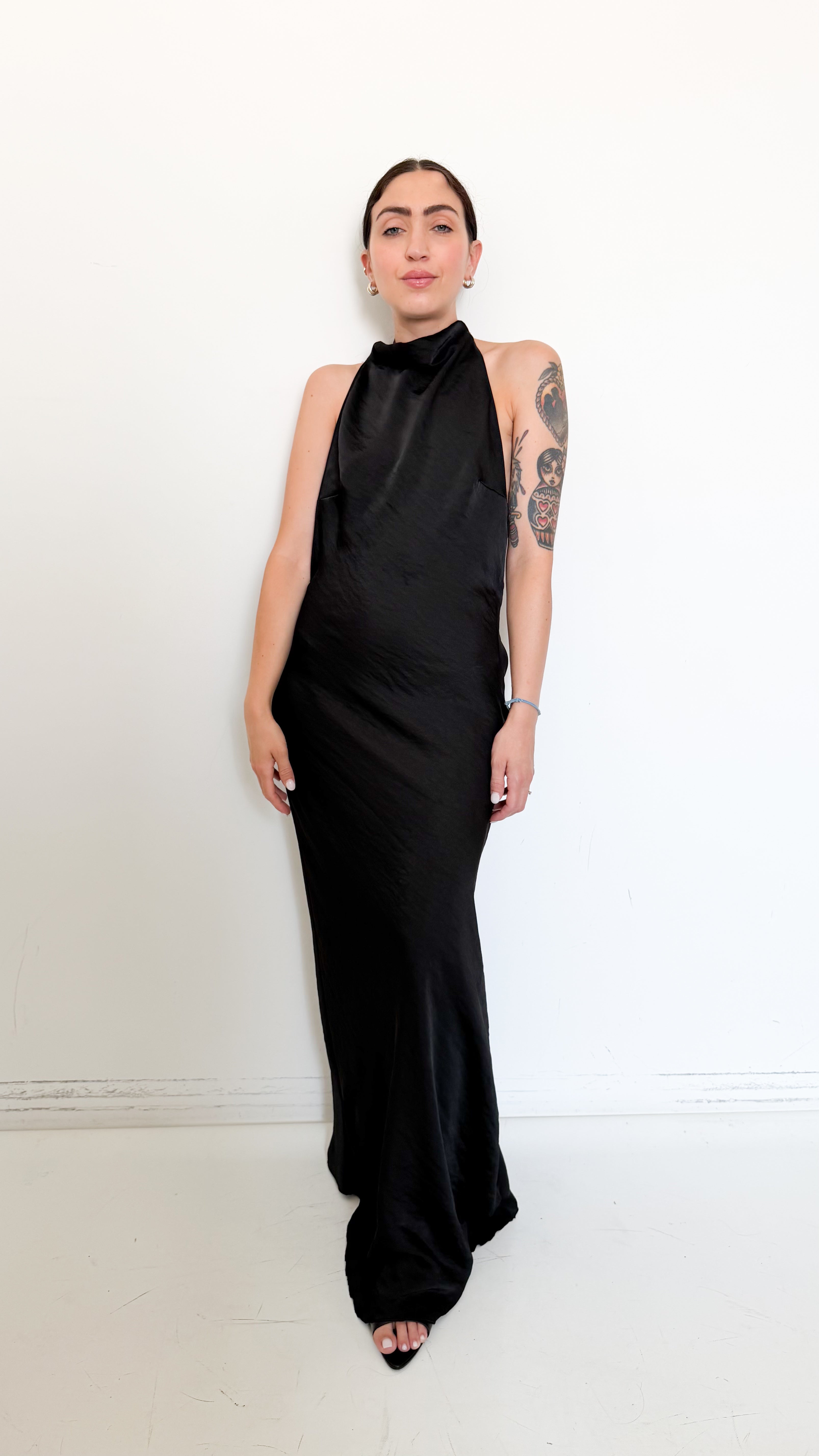 Vestito Nero In Satin