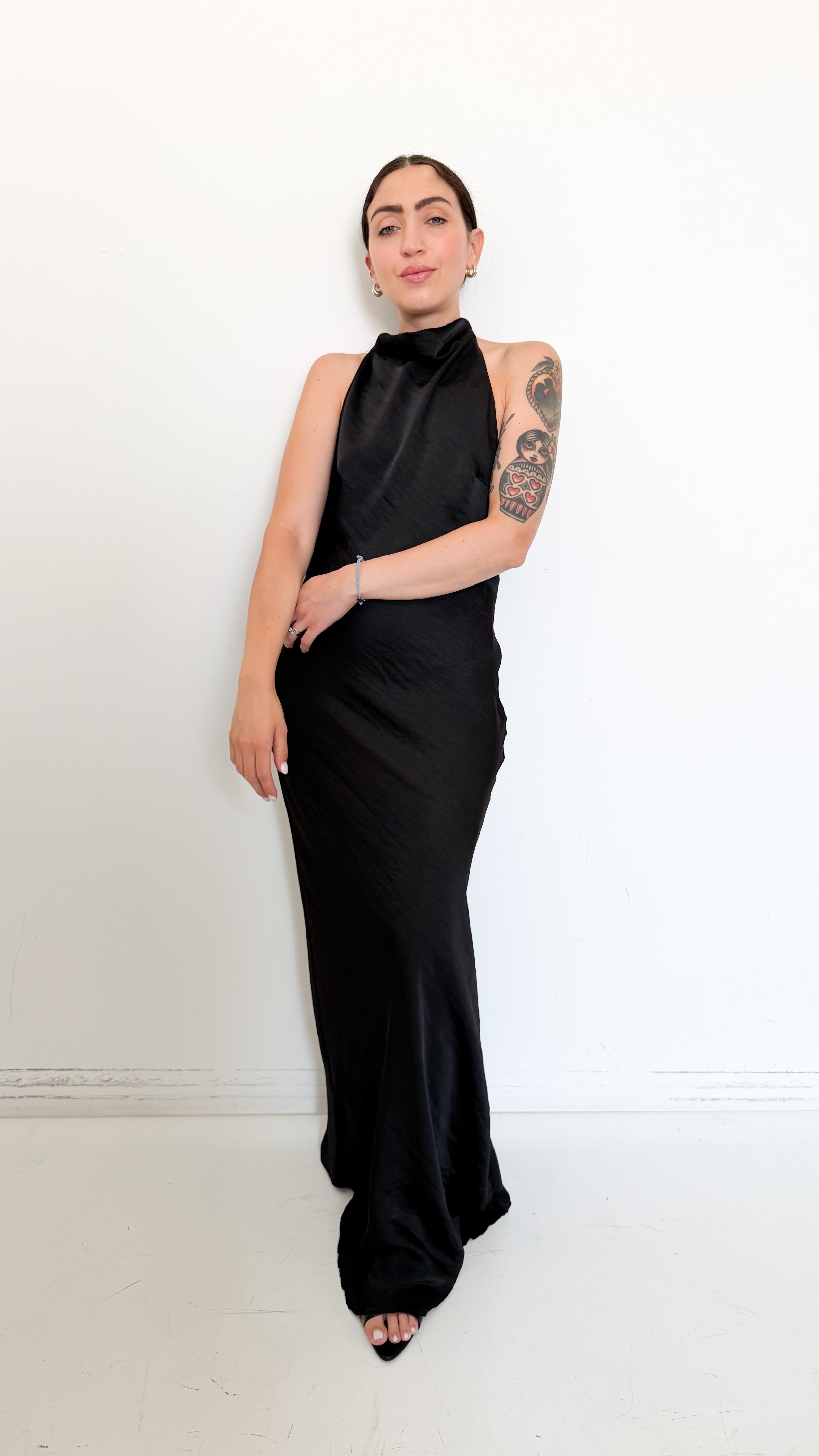 Vestito Nero In Satin