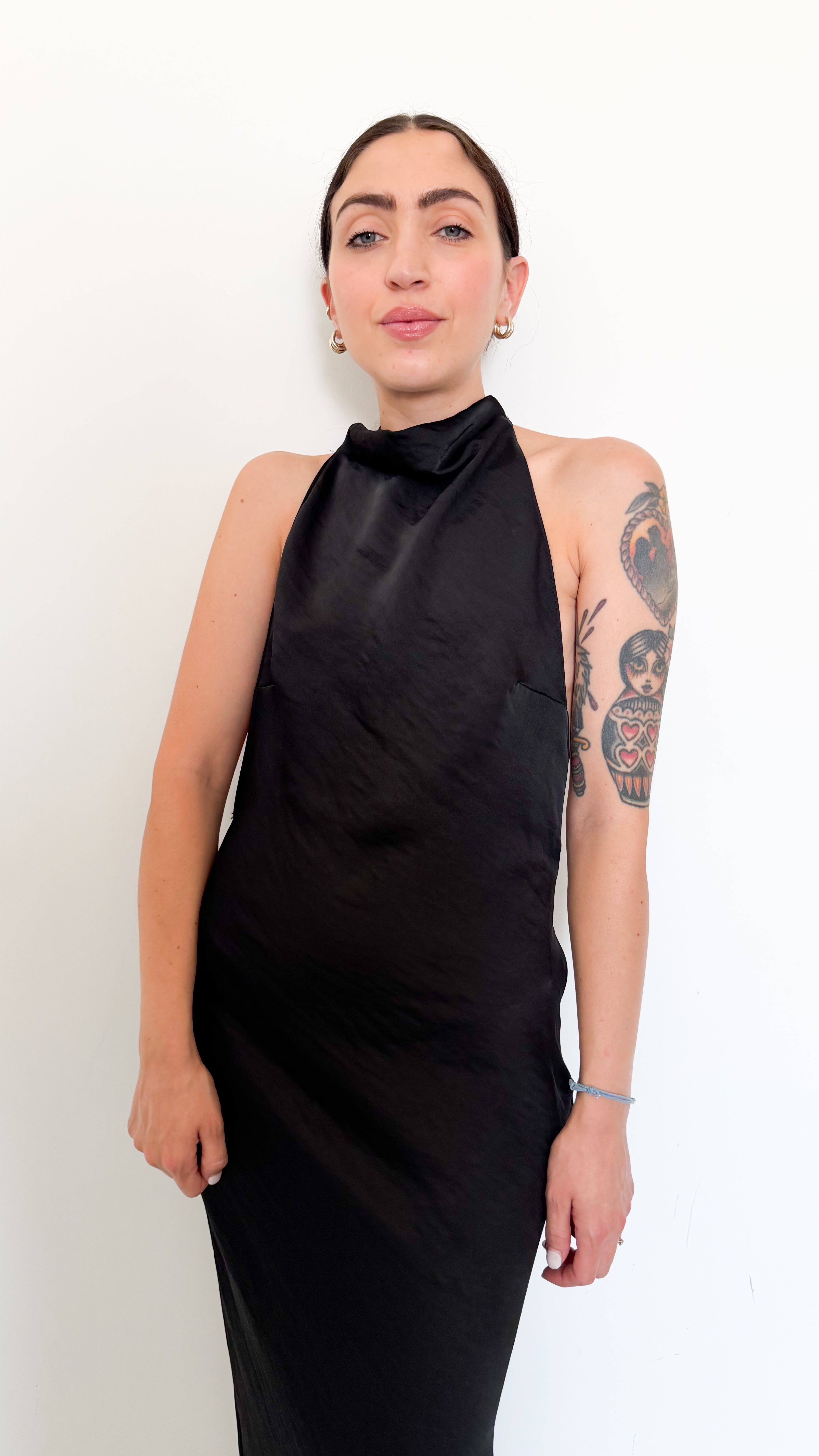 Vestito Nero In Satin