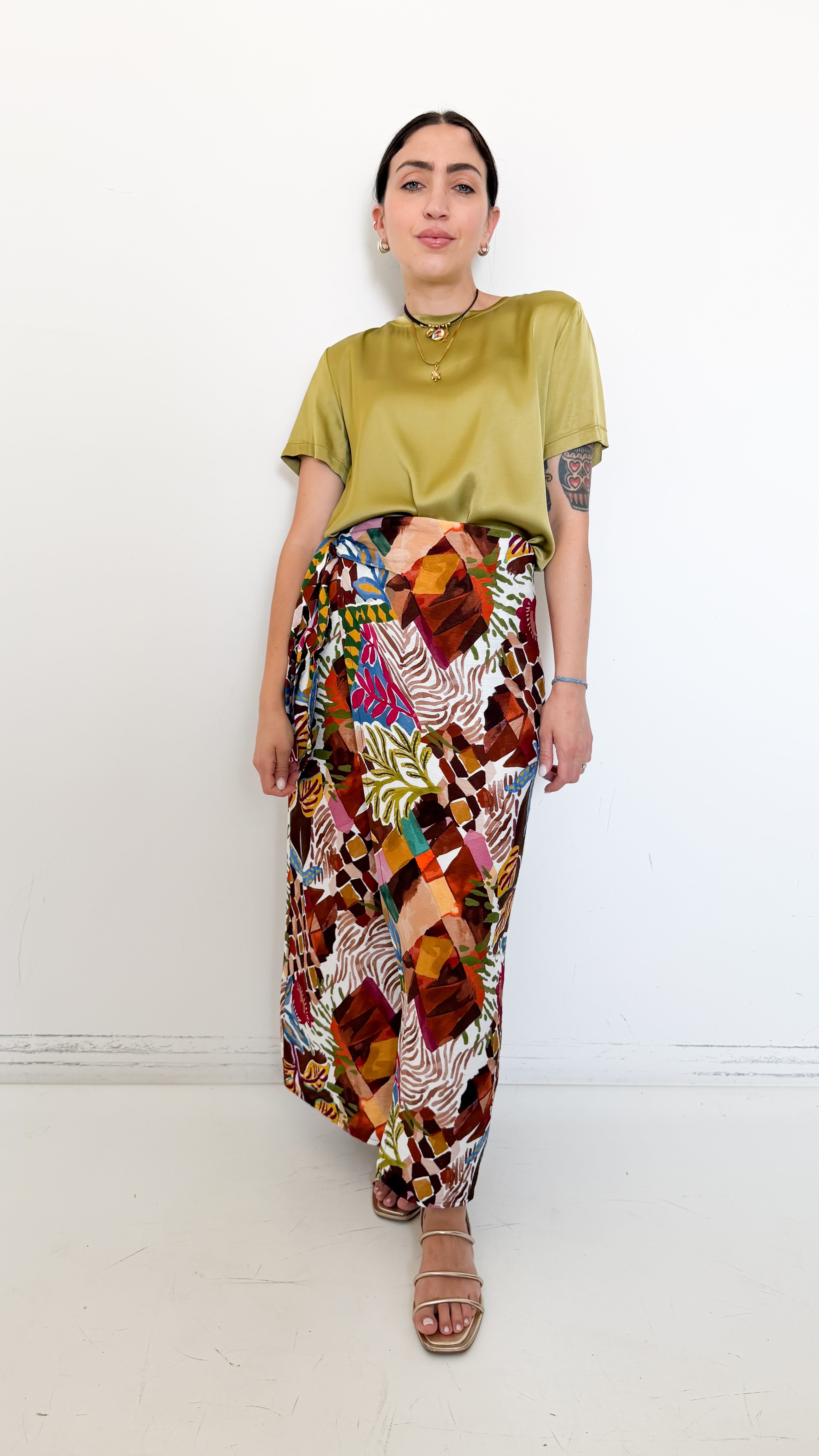 T-Shirt Verde In Satin