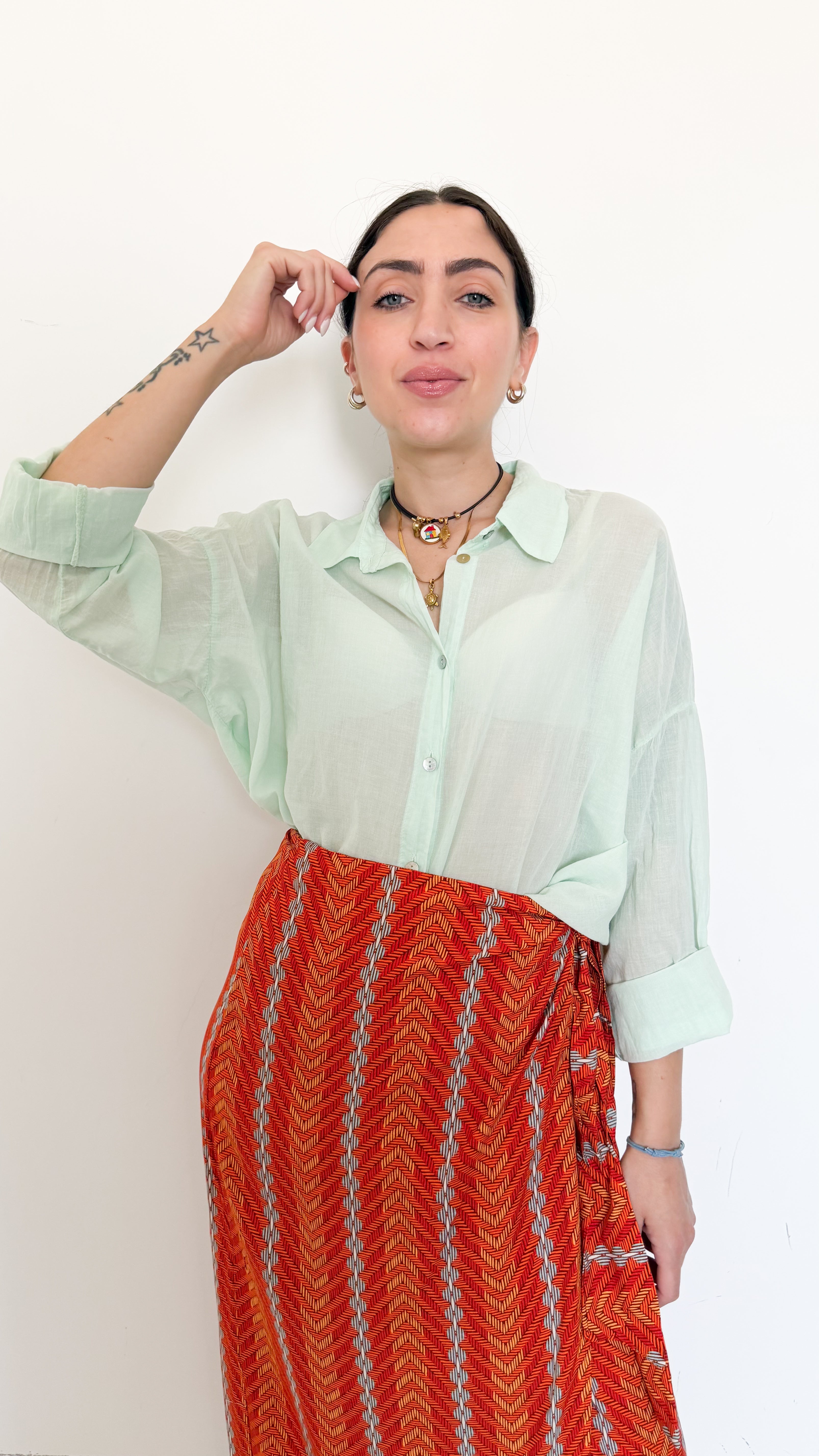 Camicia Menta In Cotone