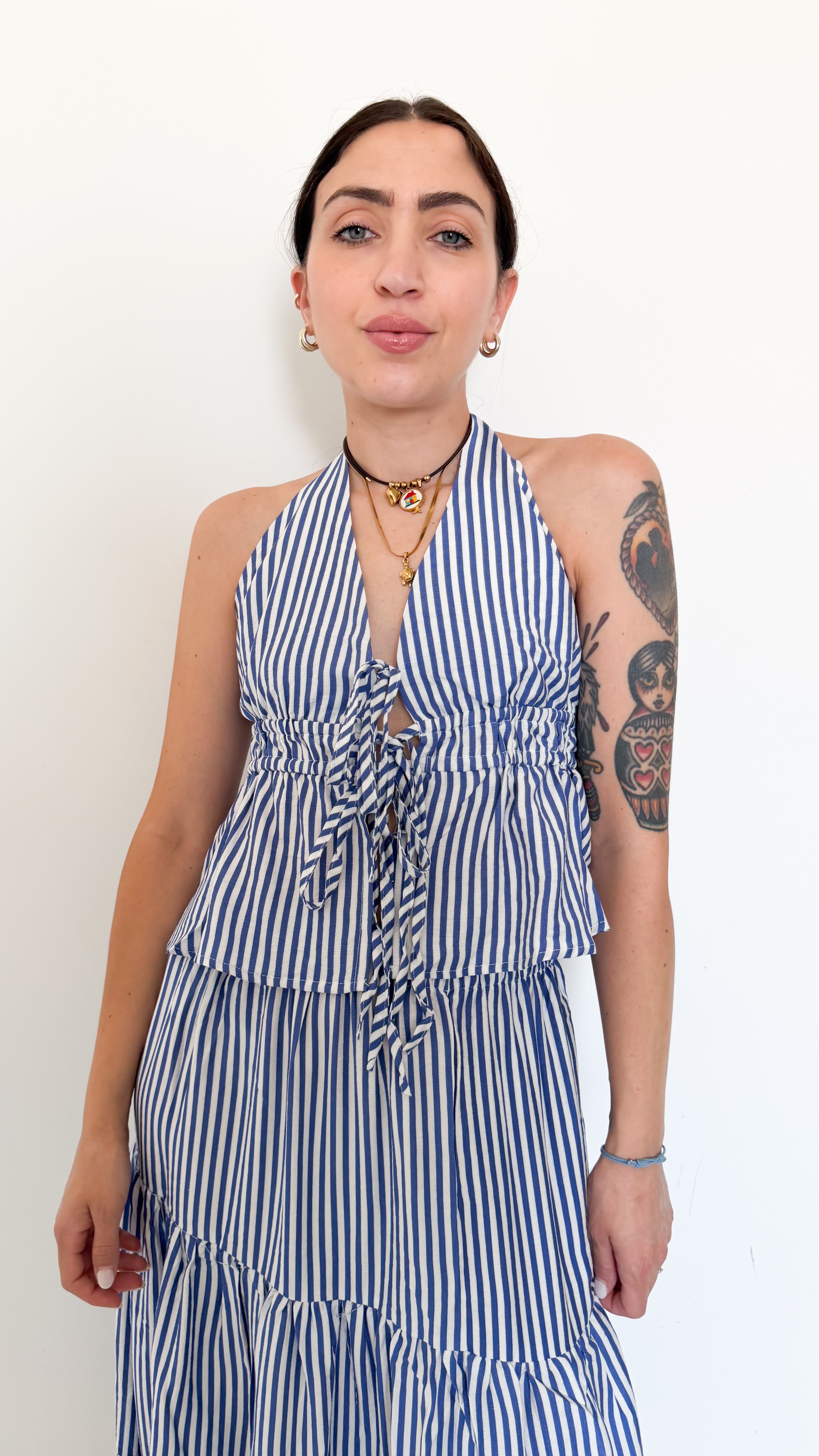 Coordinato Blu A Righe