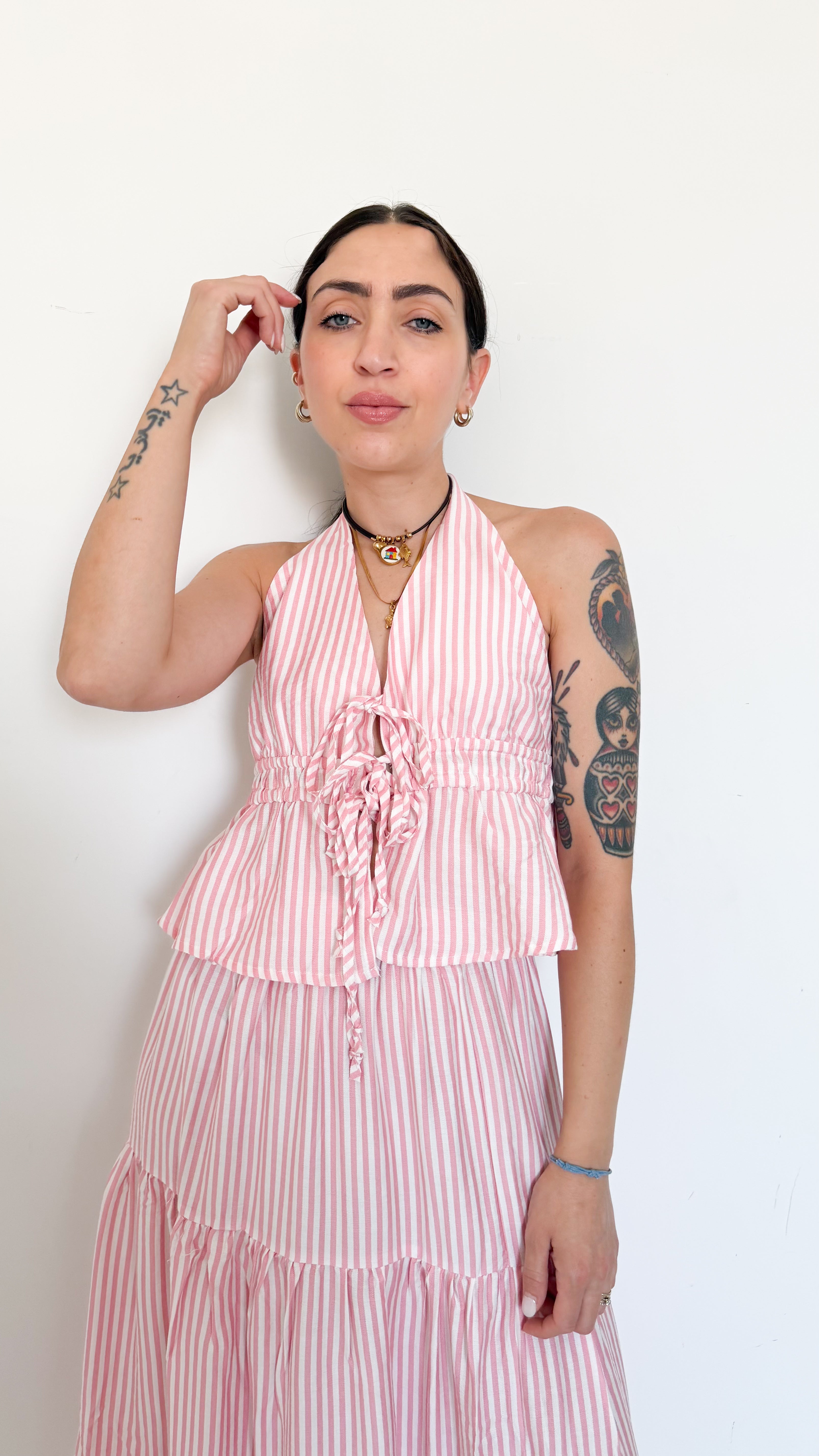Coordinato Rosa A Righe