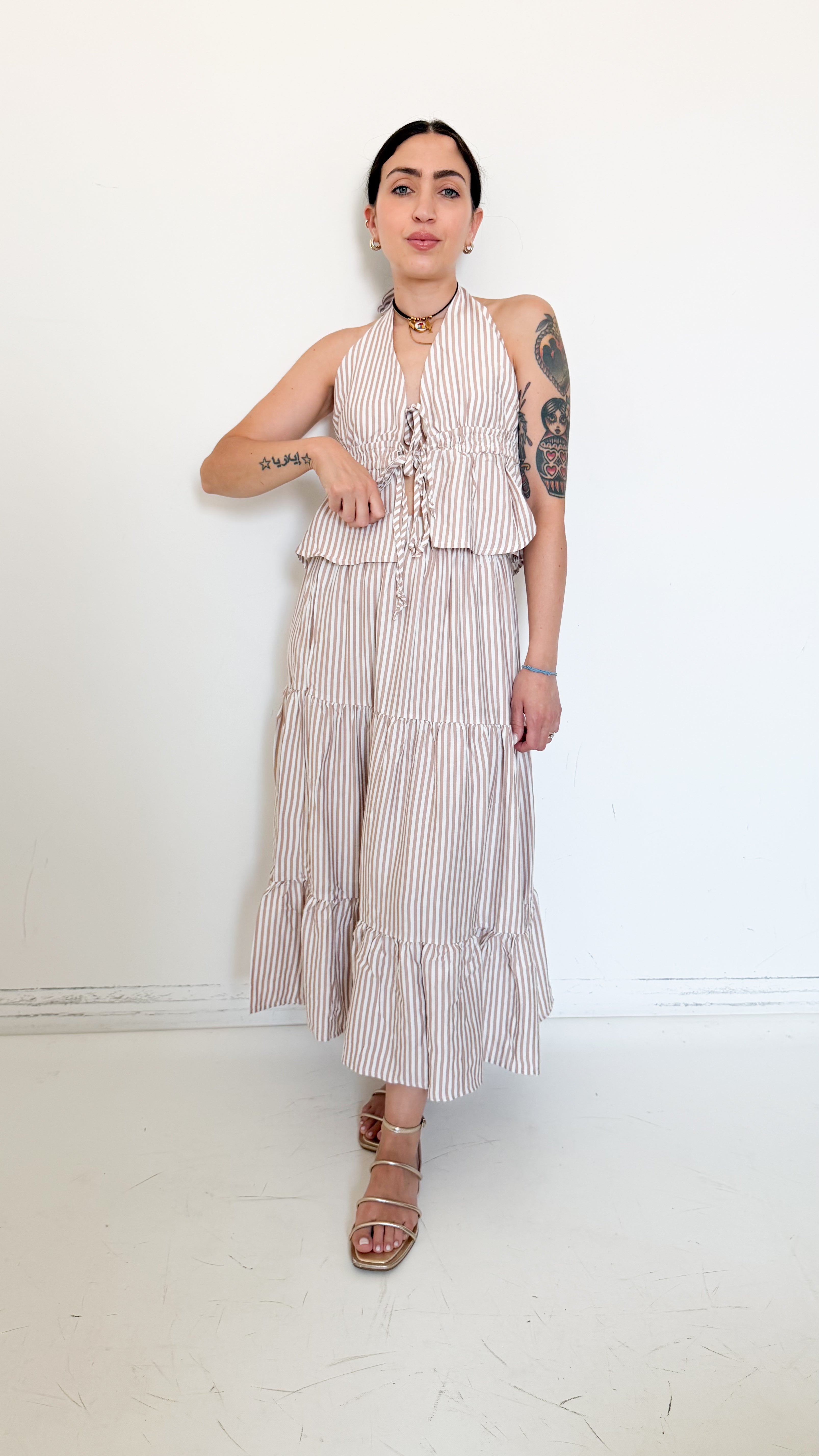 Coordinato Beige A Righe