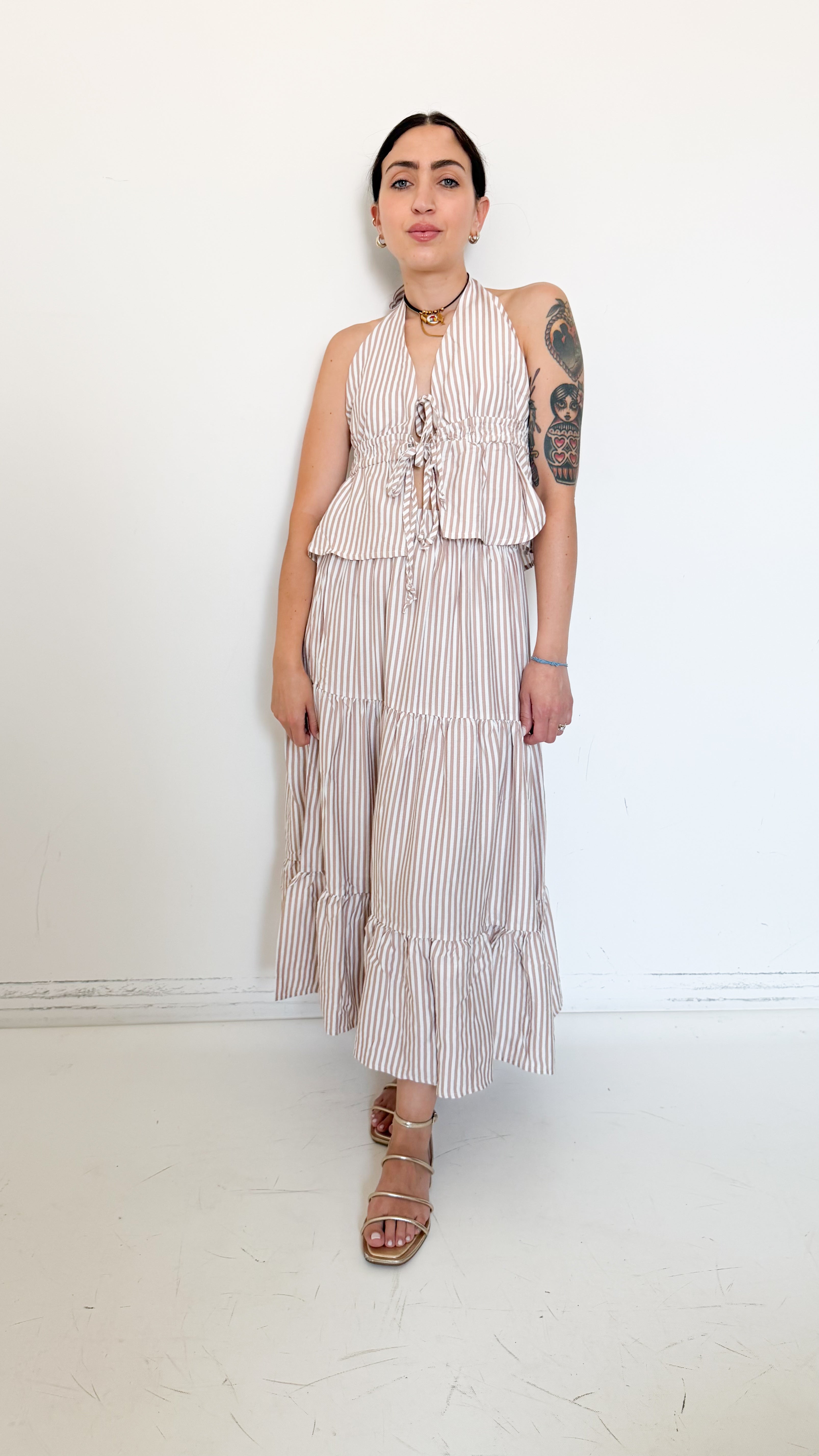 Coordinato Beige A Righe
