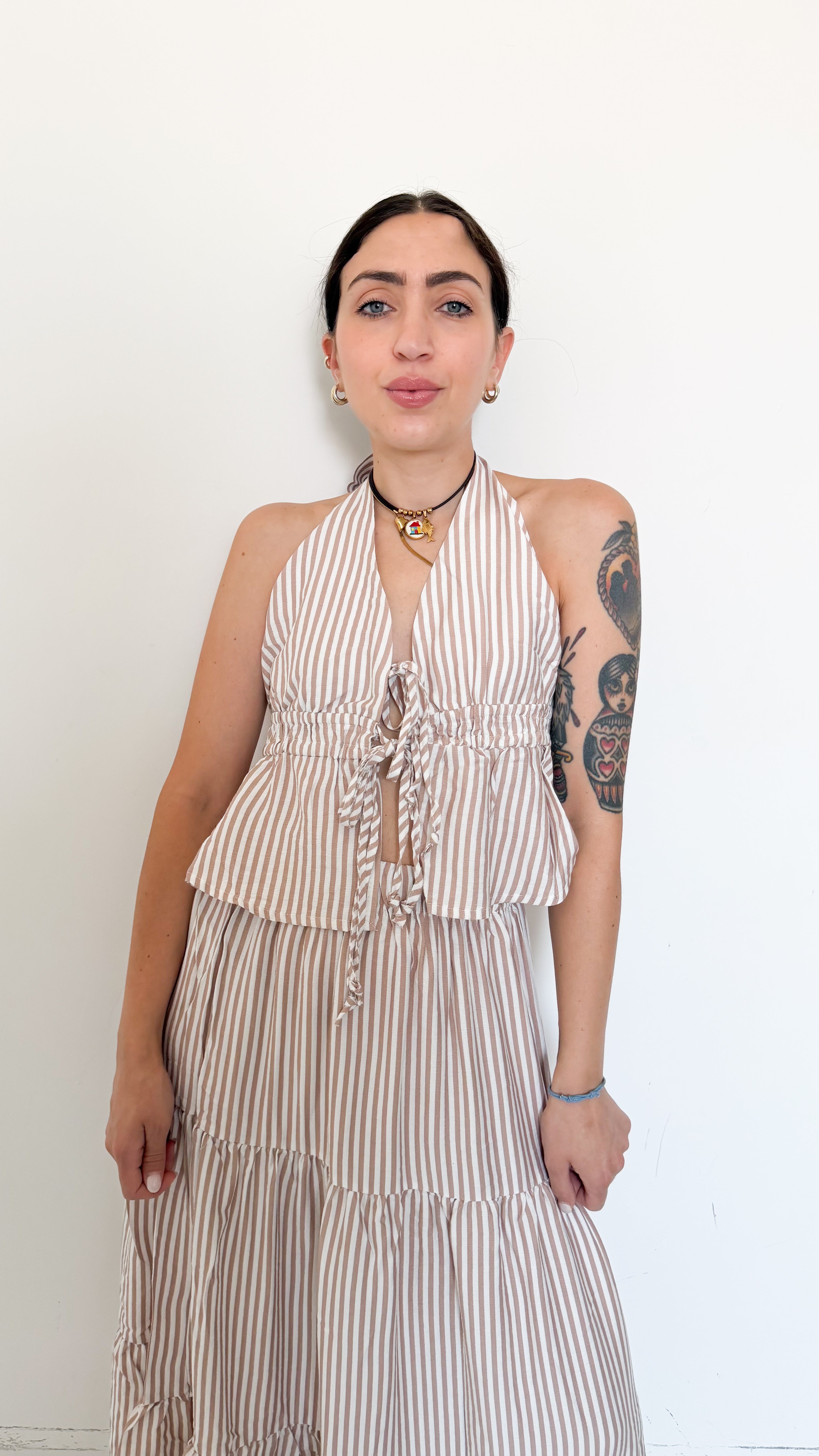 Coordinato Beige A Righe